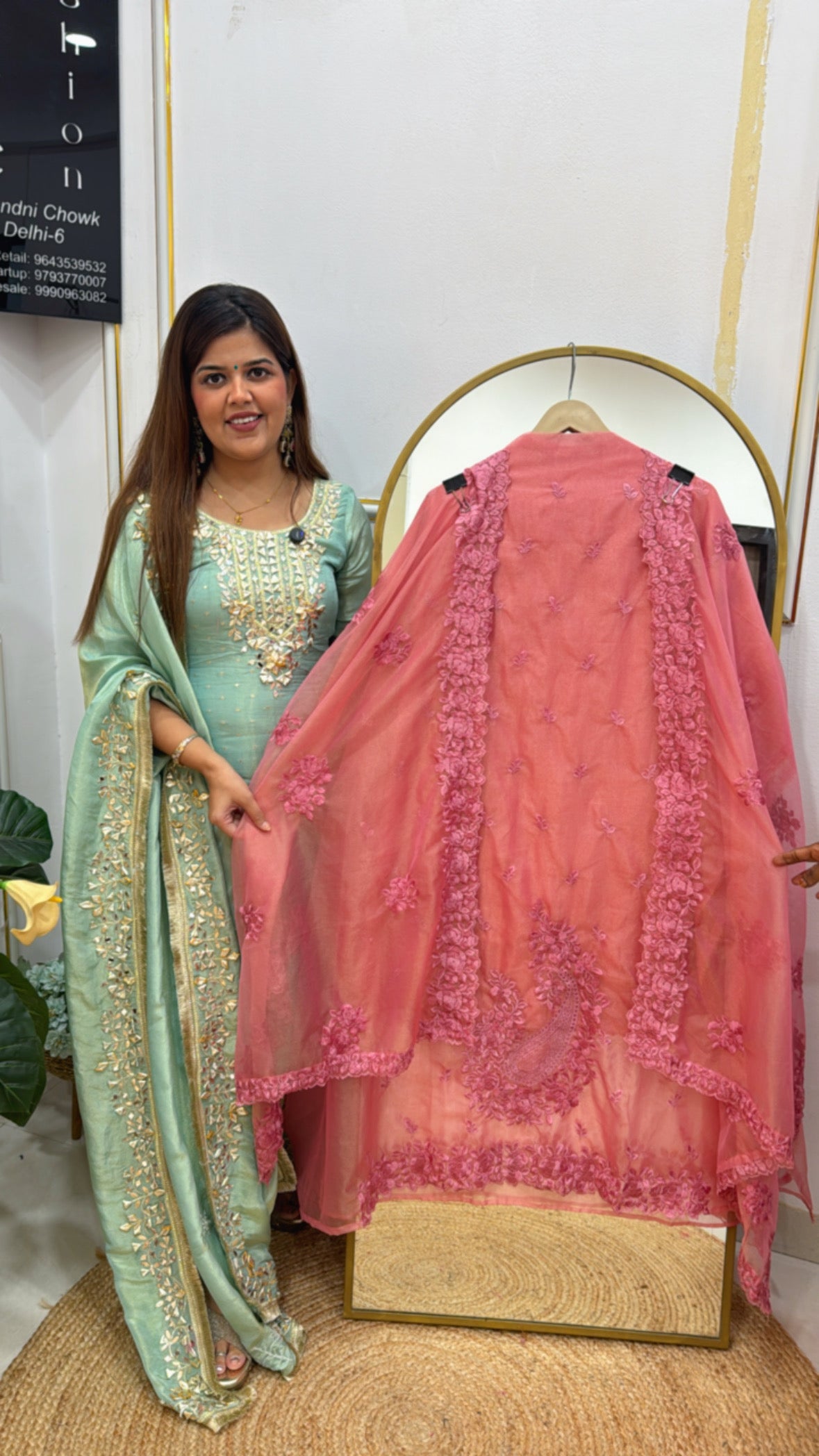 Best seller latest burberry silk suit material with tone to tone embroidery along with designer laser scalped embroidered dupatta GF583