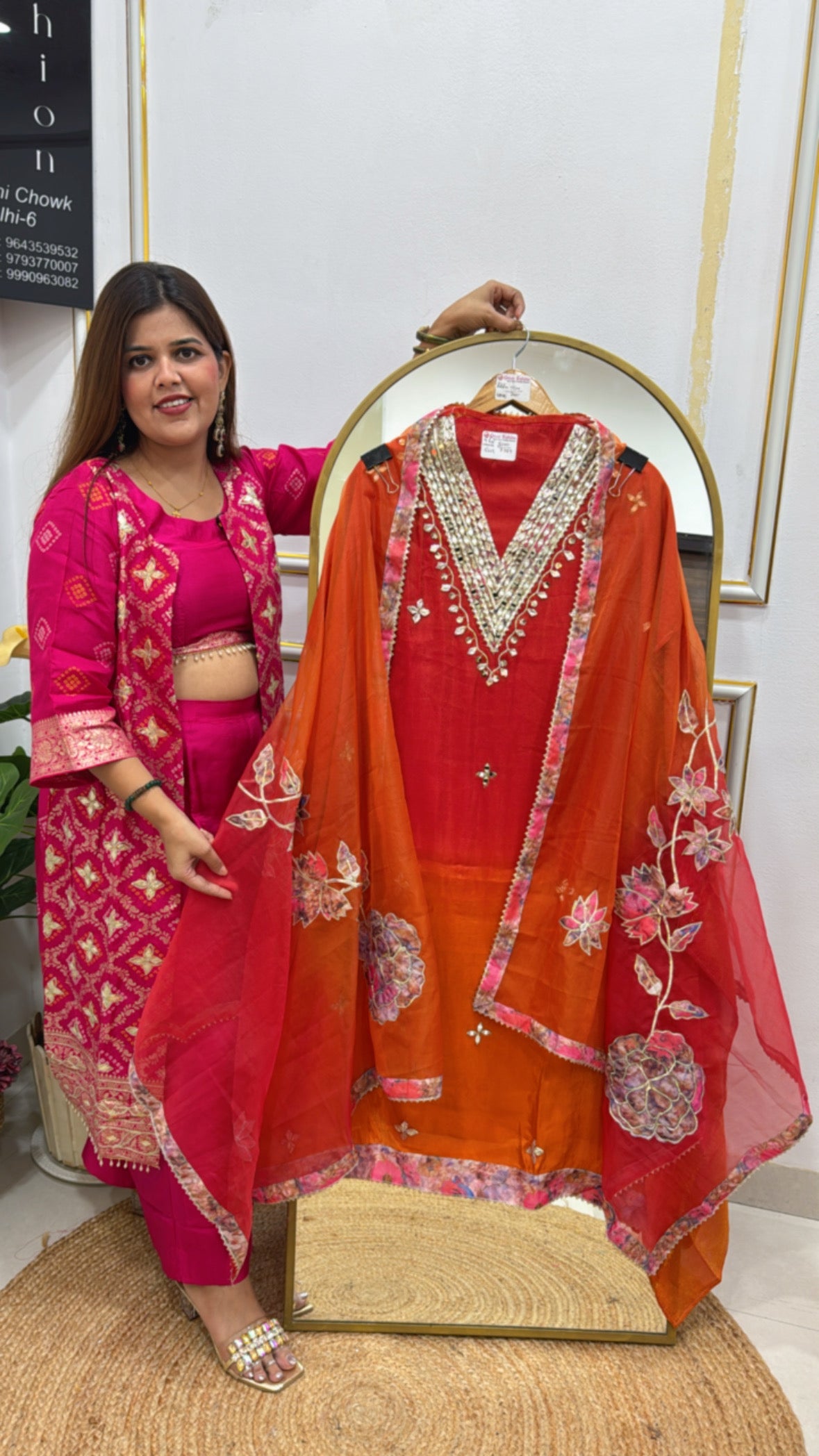 Festival special latest manual gota designer neck detailing along with organza dupatta with all over applique work GF 532