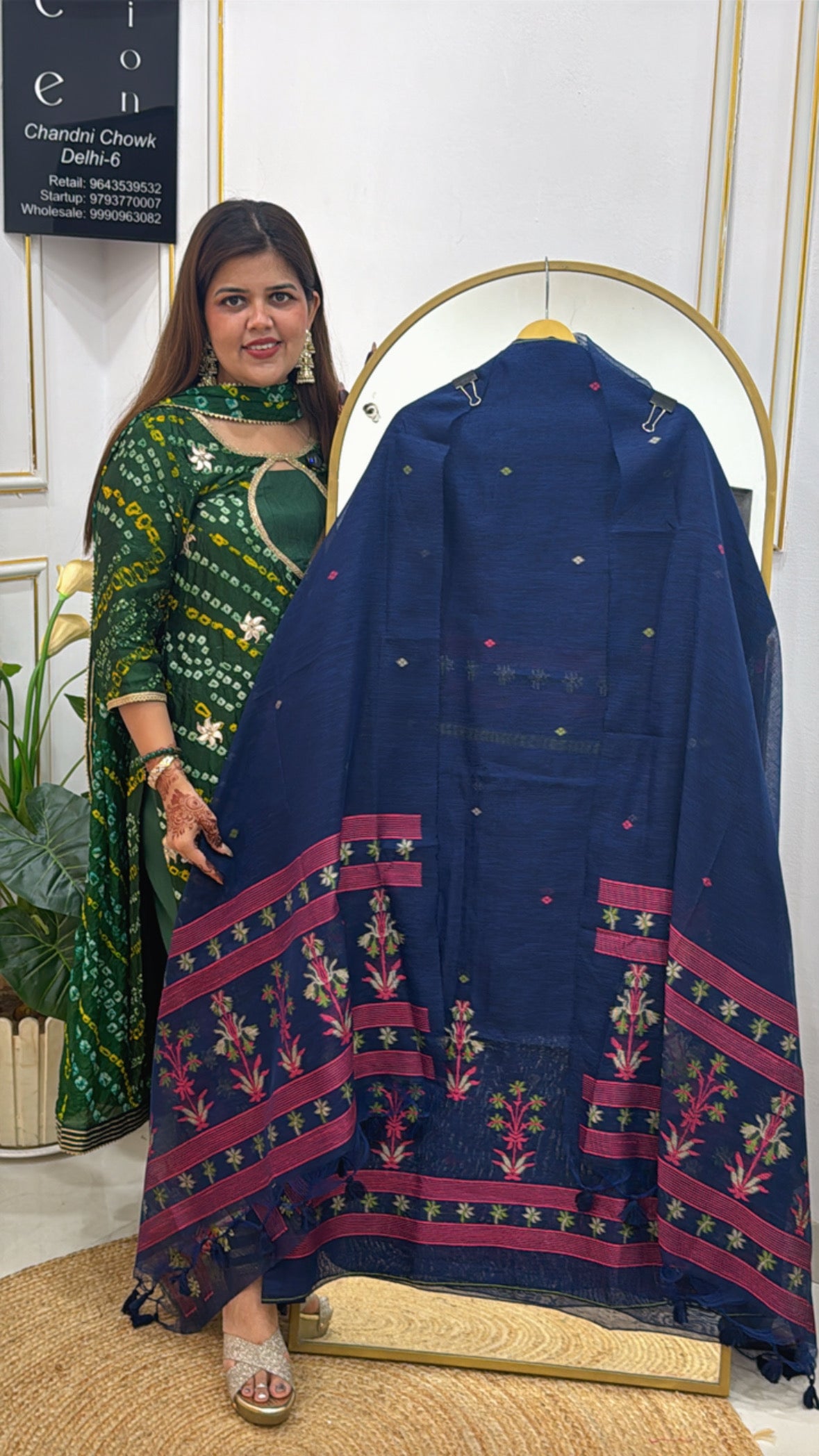 Hot-Selling Moonga Silk Weaved Jamdhani Suit Material with Matching Dupatta GF 368