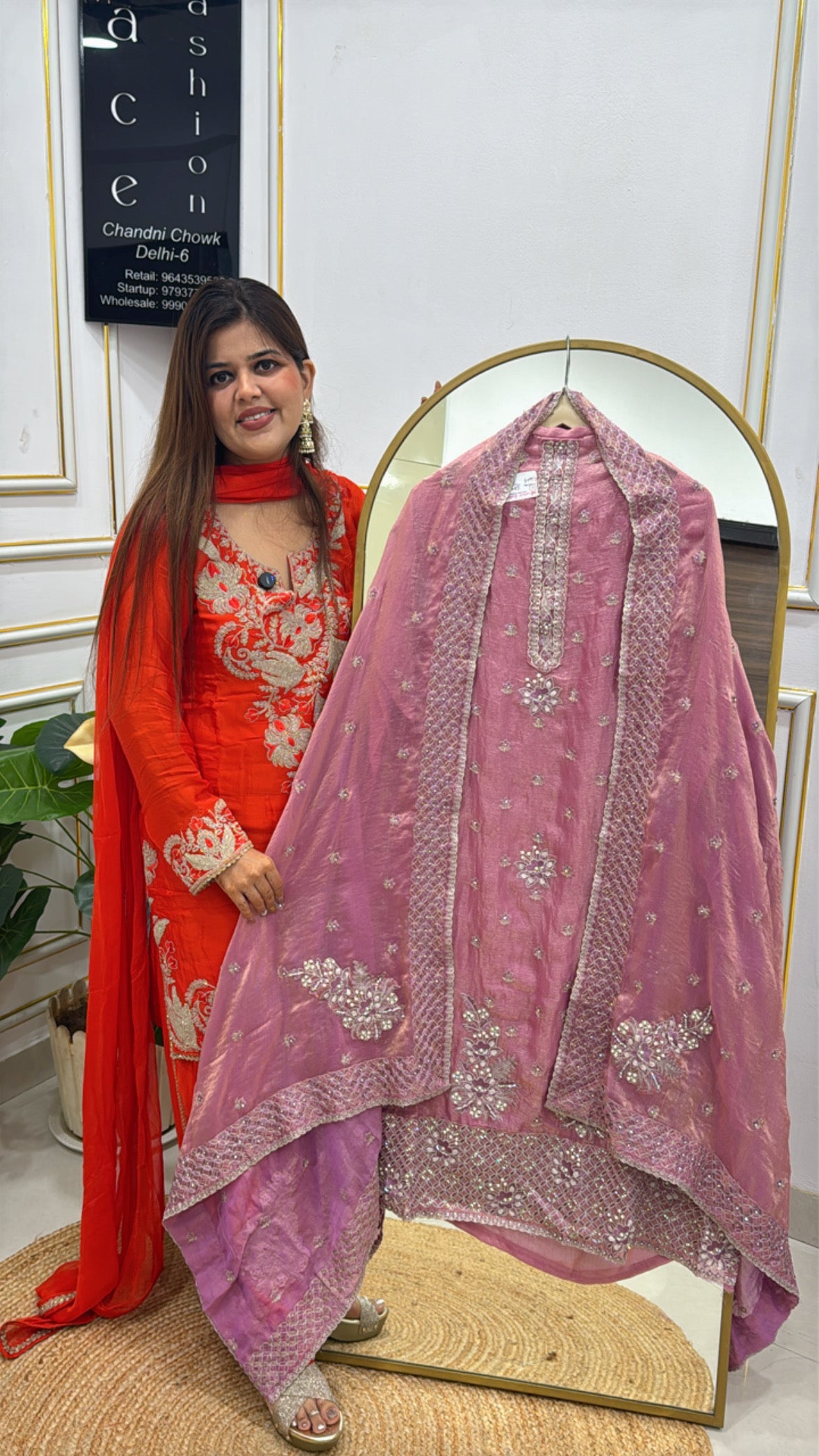 Pure Shimmer Glass Tissue Unstitched Suit with Hand Embroidery &amp; Doria Detailing GF 277