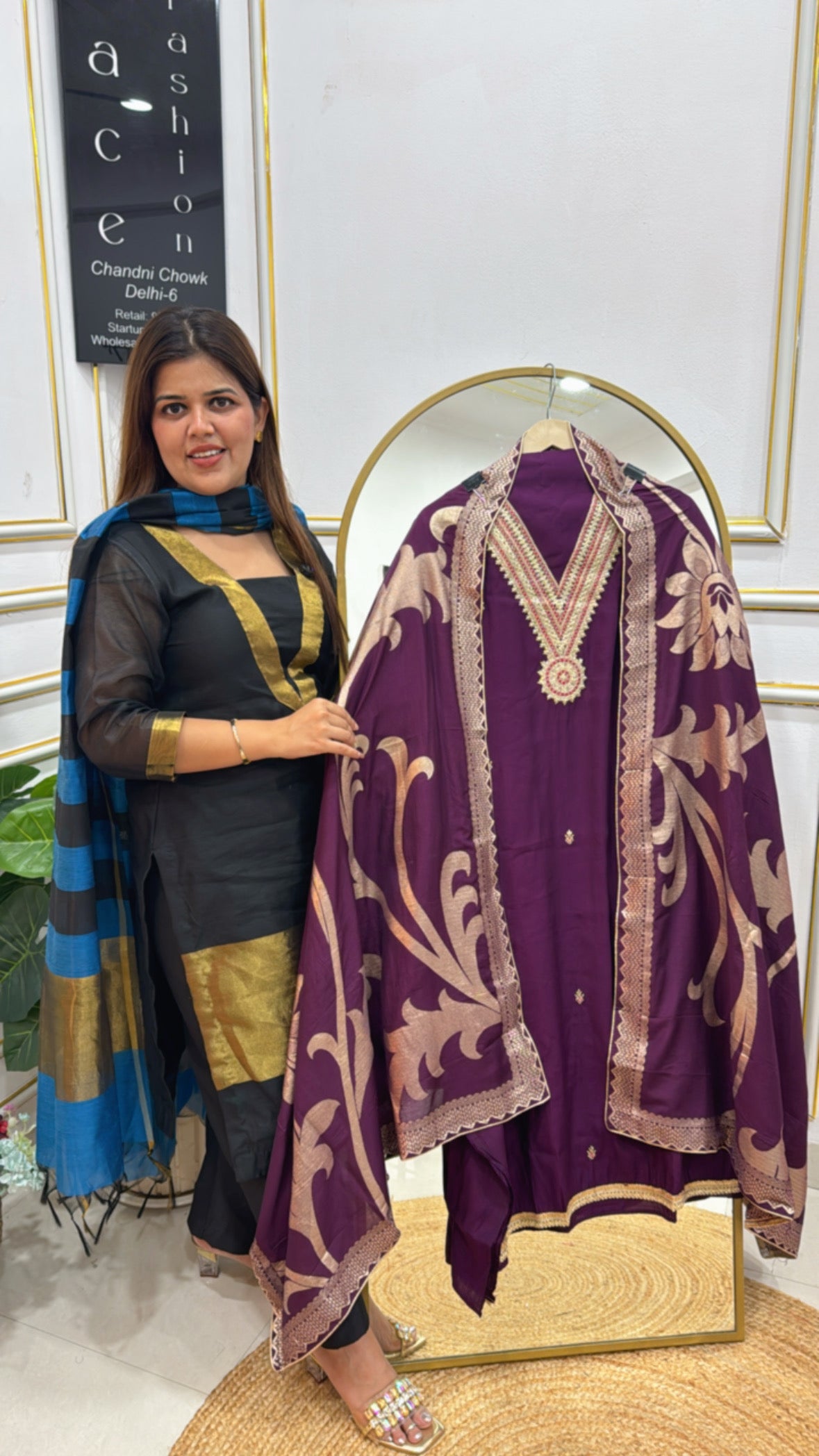 Pure Cotton Silk Suit Material with Doria Work &amp; Weaved Dupatta GF 361