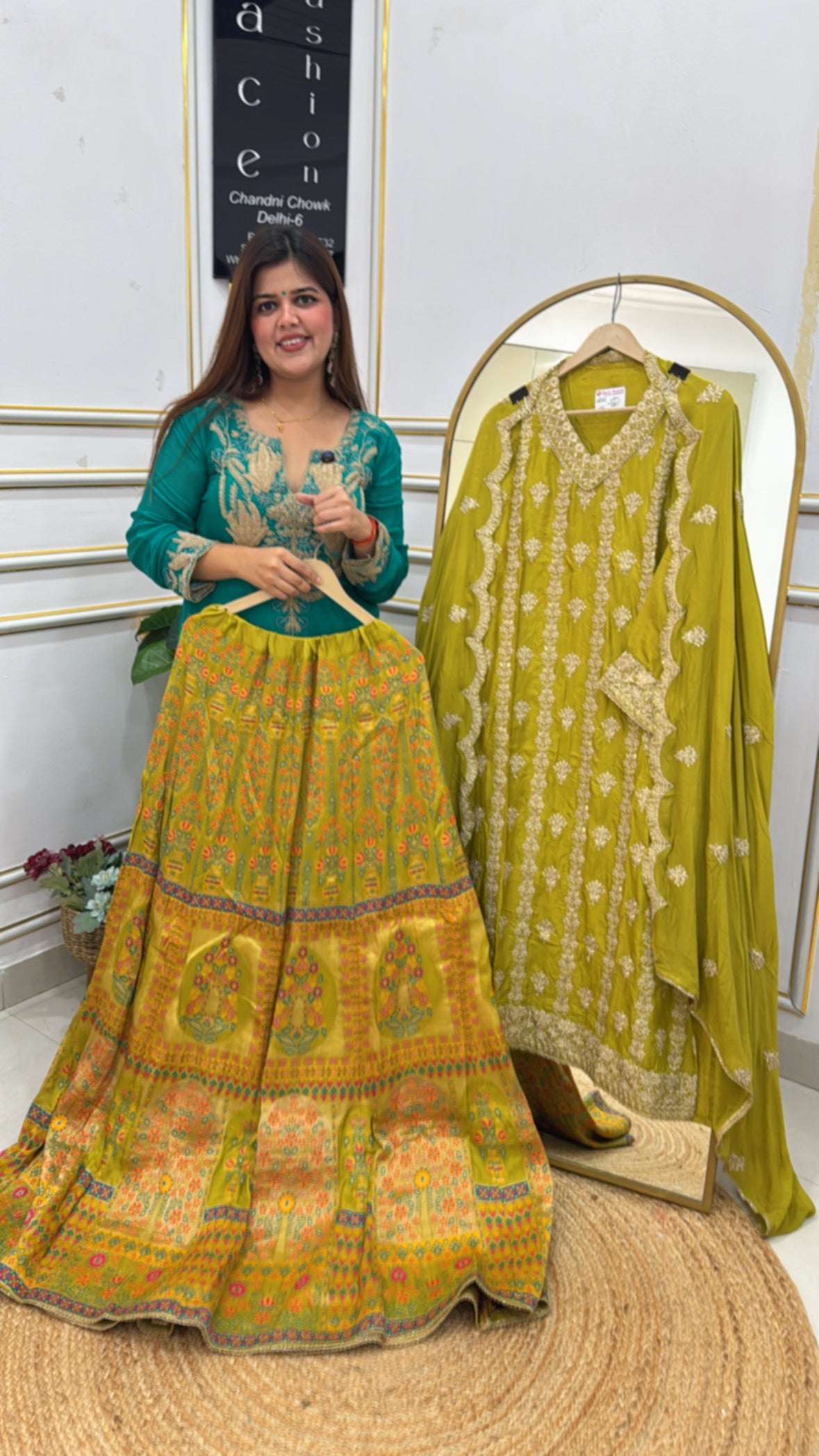 Premium festival special premium pure raw silk skirt with pure chinnon semi stich full embroidery work shirt GF609