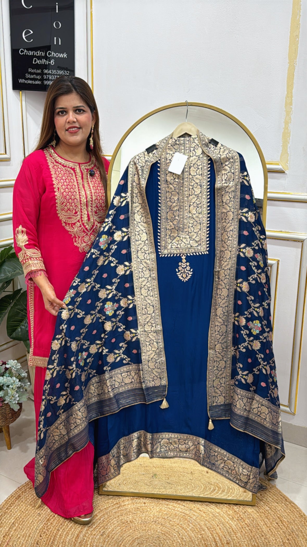 Partywear Special Pure Silk Kanjivaram Weaved Neck Suit Material with Weaved Organza Dupatta GF 441