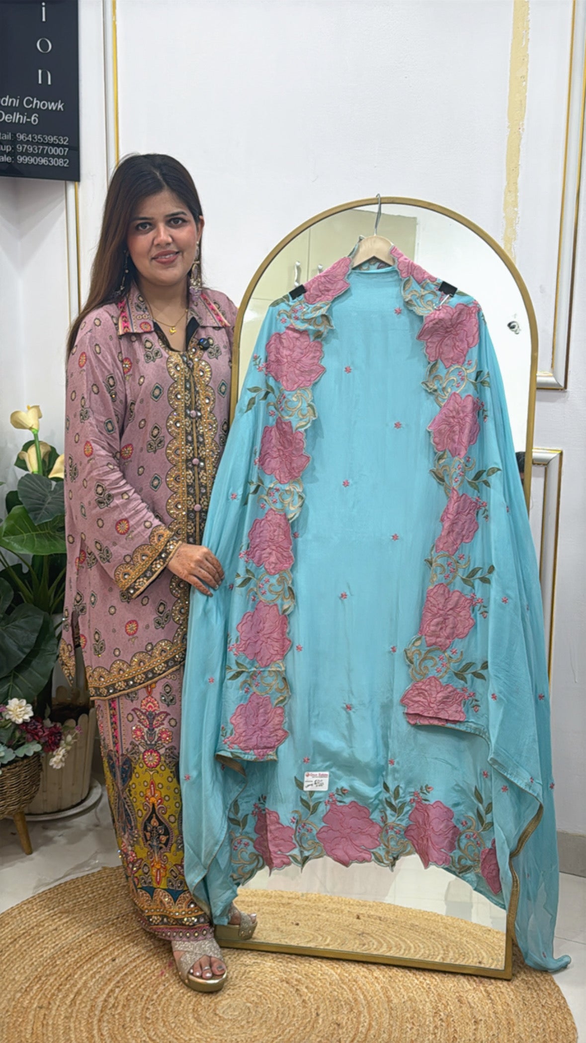 Trending Pure Crepe Designer Shirt Material with Rose-Scalloped Designer Dupatta GF 434