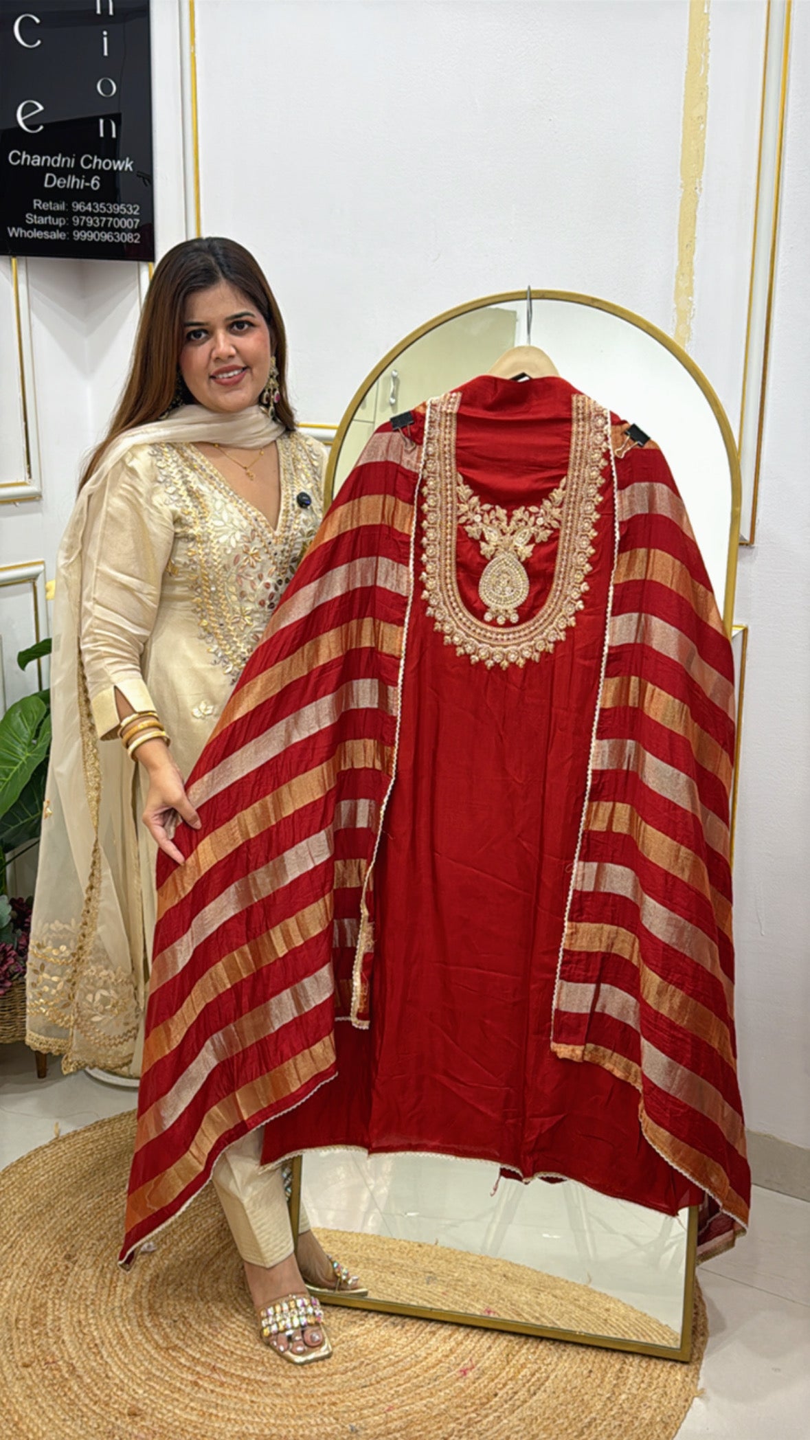 Pure Modal Silk Suit with Designer Dupatta &amp; Classy Handwork Neck Detailing GF 539