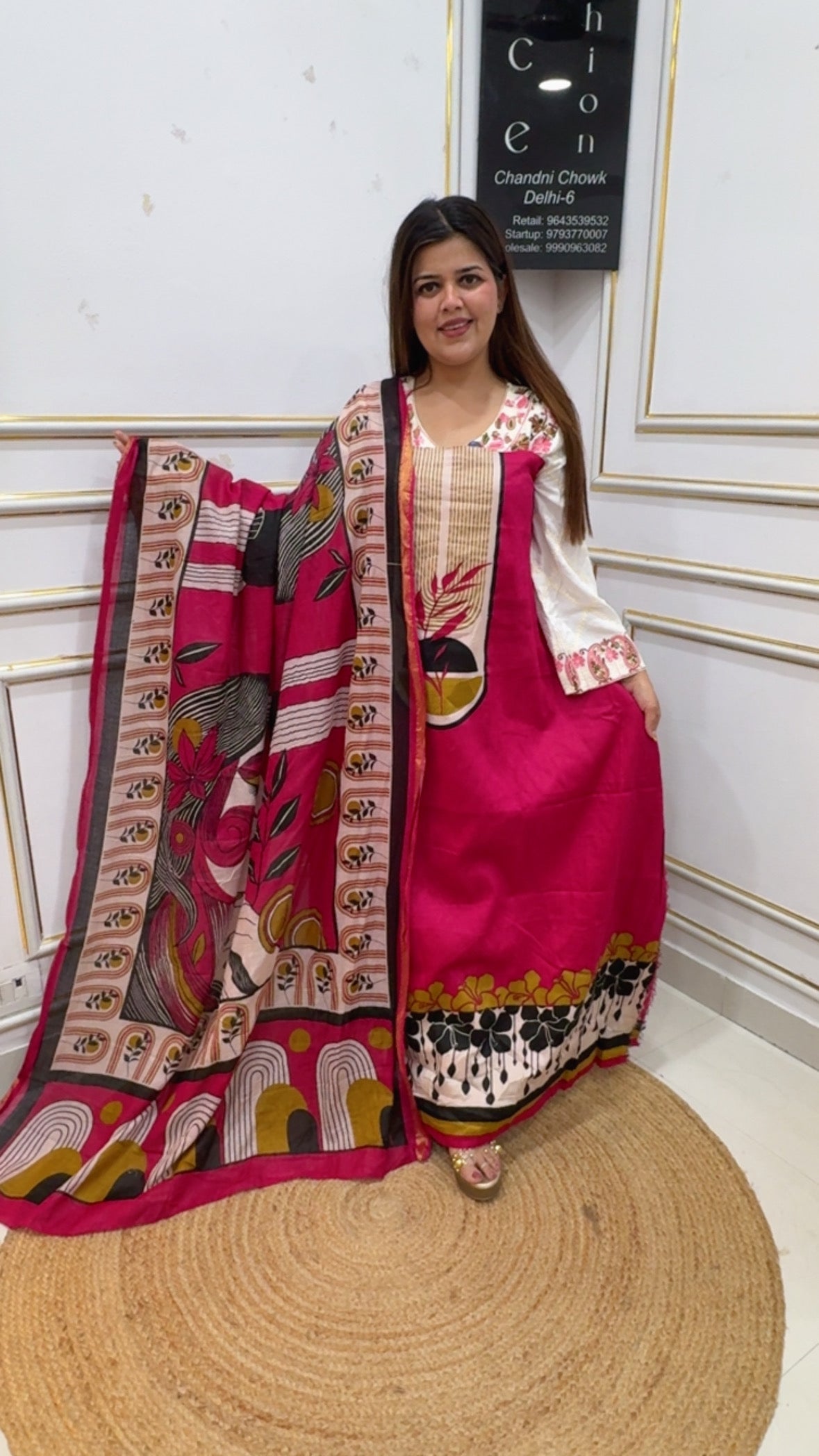 Pure cotton specia summer edition with pure Mul Mul cotton figure prints special dupatta pure and royal suit material GF1132 Hot Pink