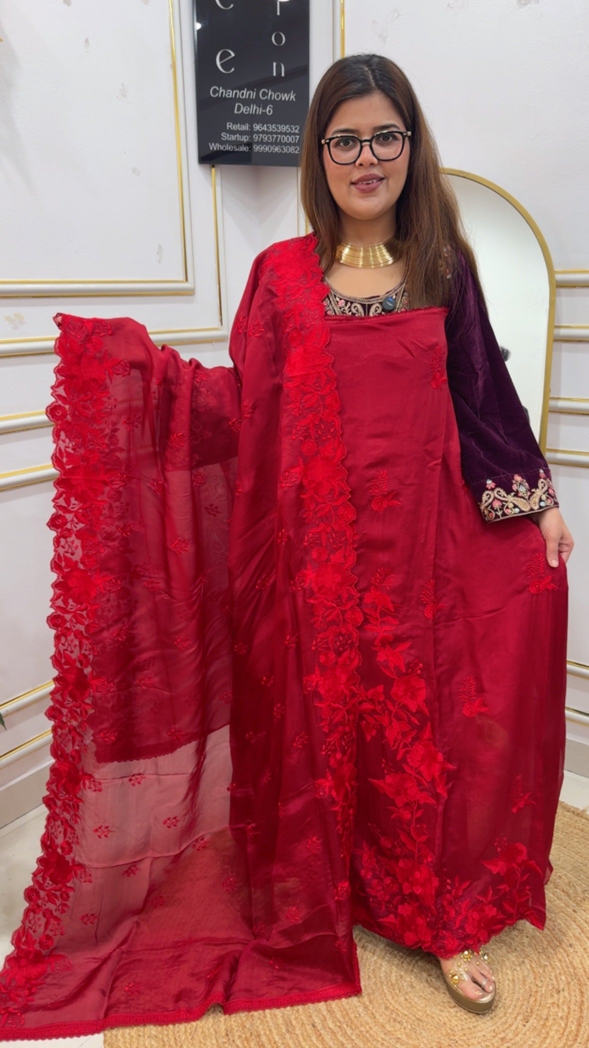 Partywear and casual smart crape tone to tone embroidered designer suit material with design gene crape silk dupatta GF883