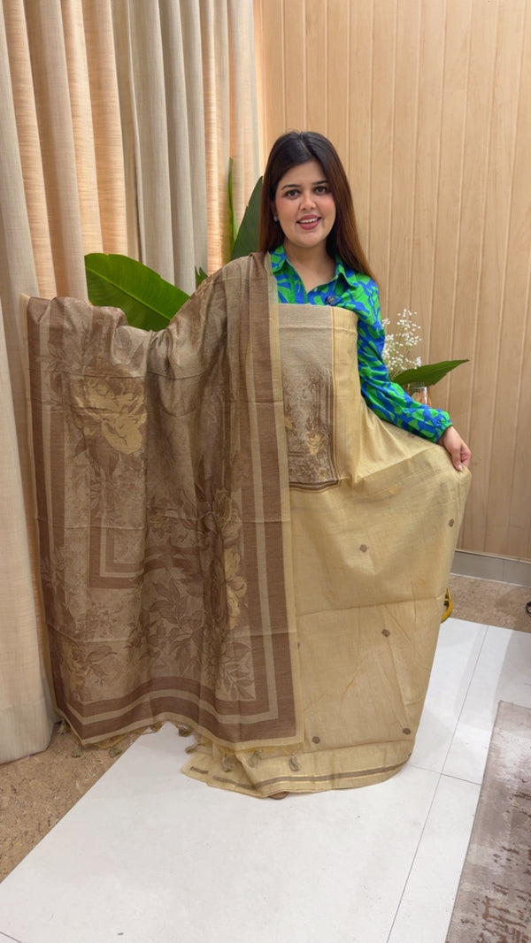 Premium quality best seller pure Moonga silk jamdhani weaved dupatta along with Jamdani neck detailing and premium looking jamdhani dupatta GF1186