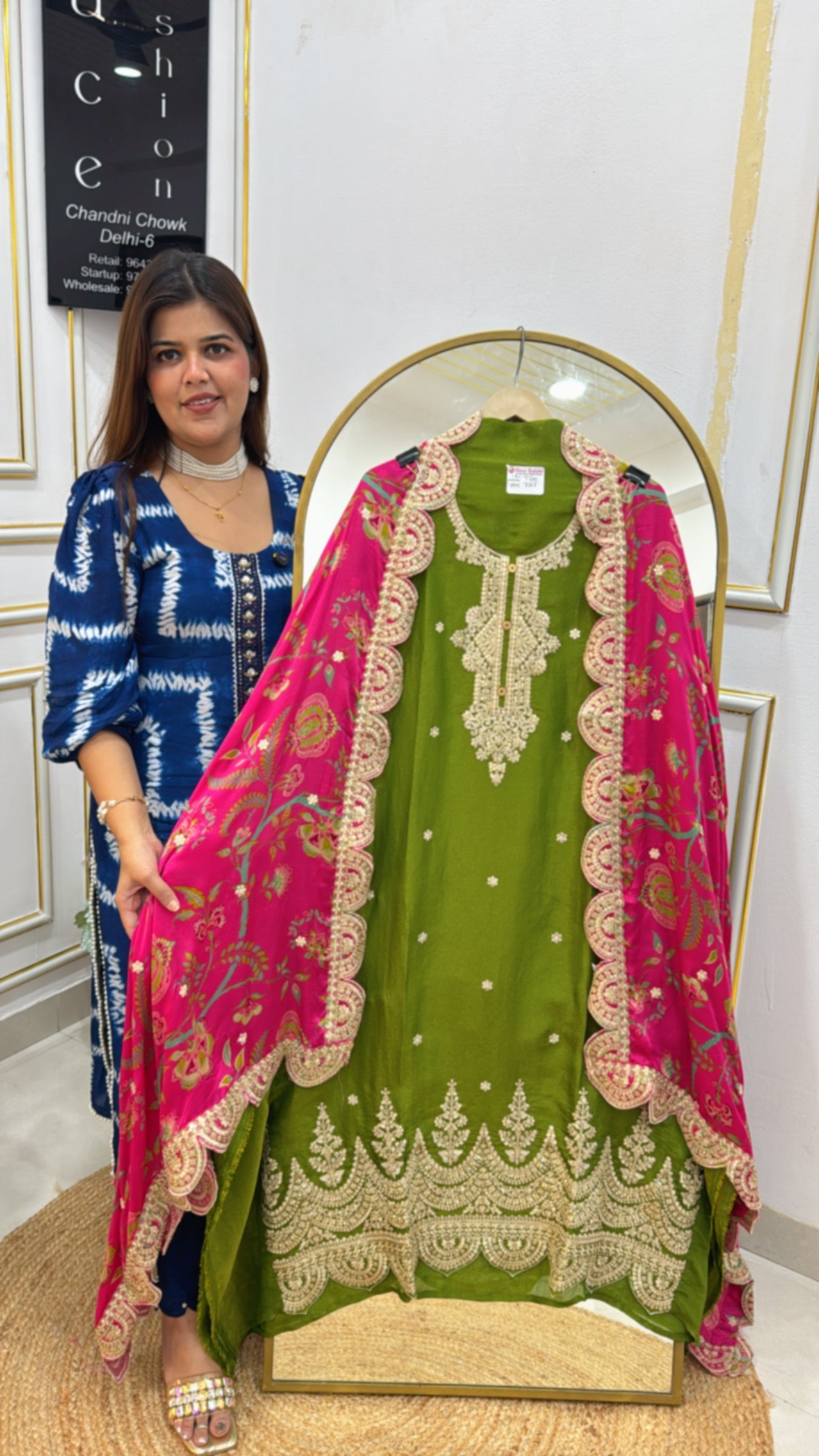 Royal designer pure silk suit material along with pure gajji silk kalamkari printed dupatta GF574