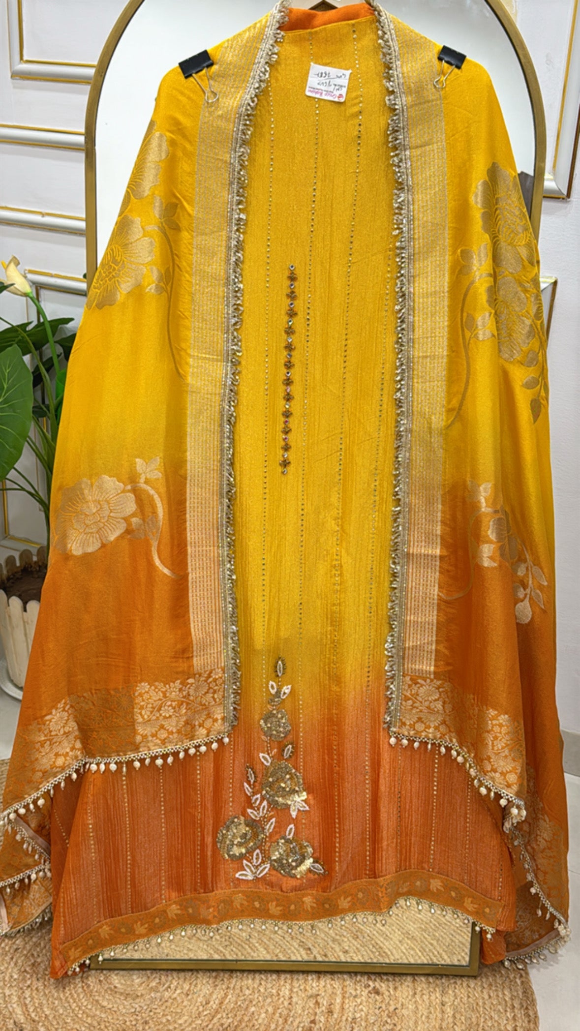 Partywear special ombre style premium handwork with pure crushed shimmer silk material along with full length designer dupatta GF 547