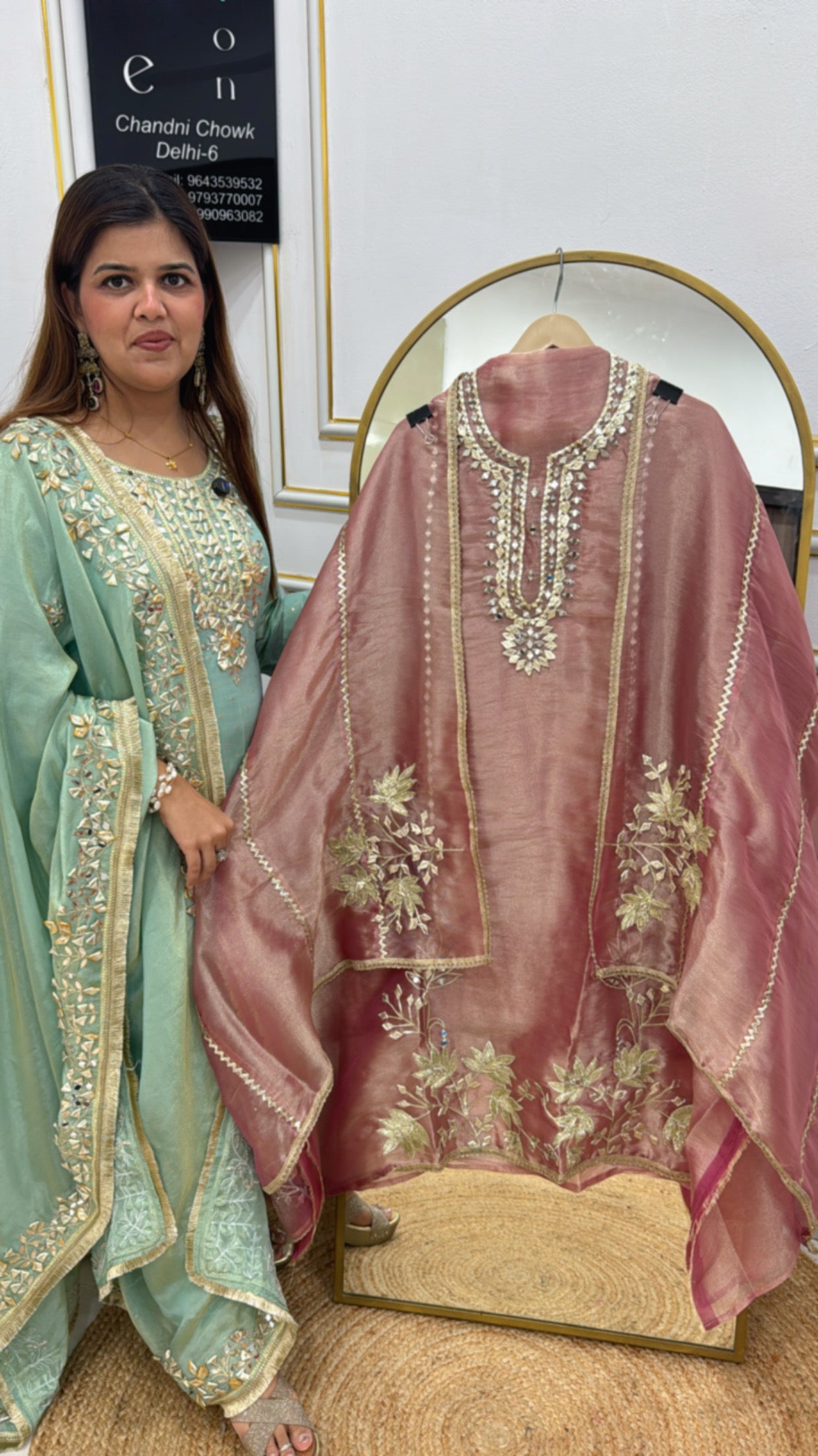 Premium gota work special pure tissue shimmer silk material along with designer gota work dupatta GF577