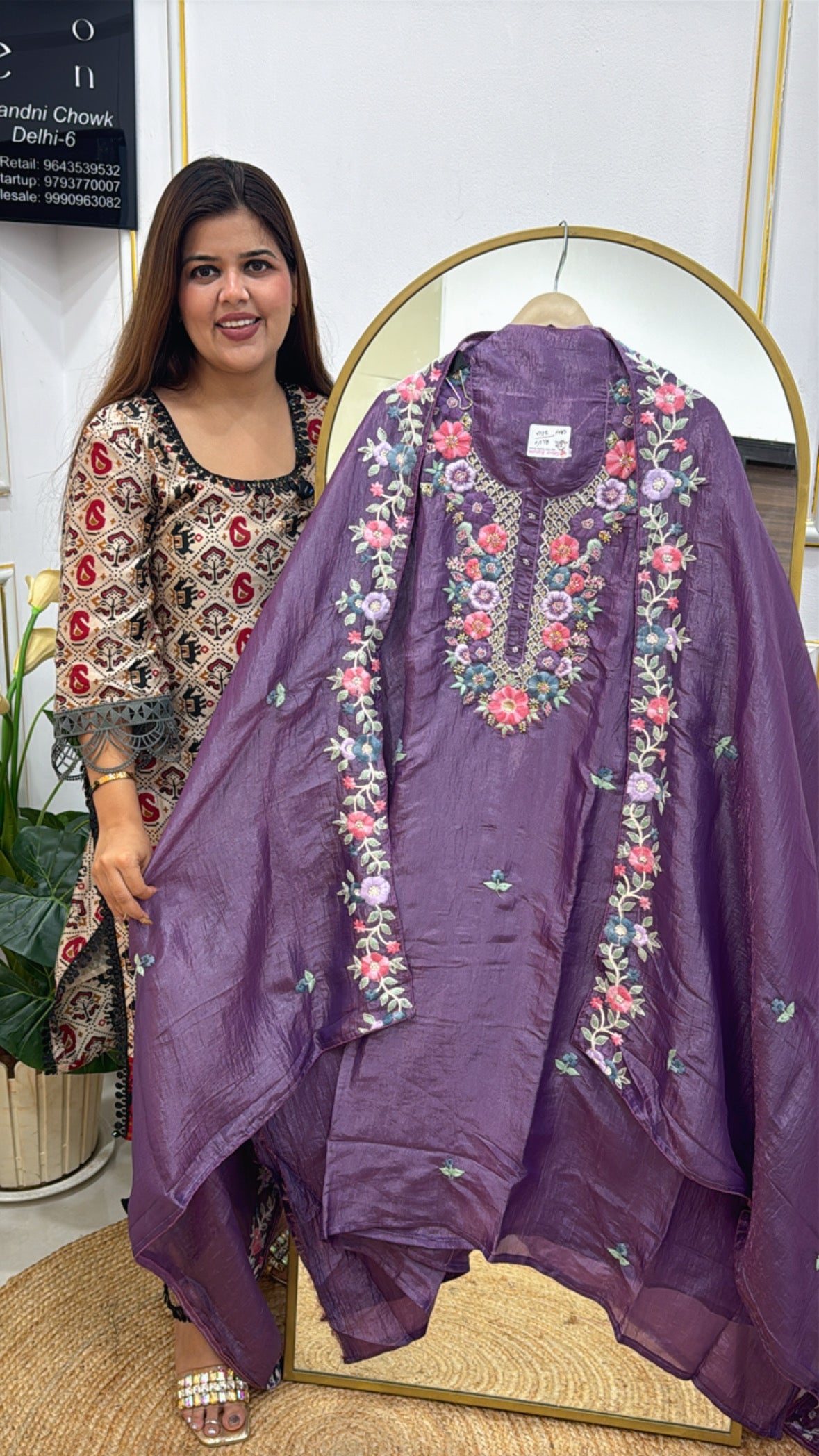 premium crushed silk with handwork detailing GF 291