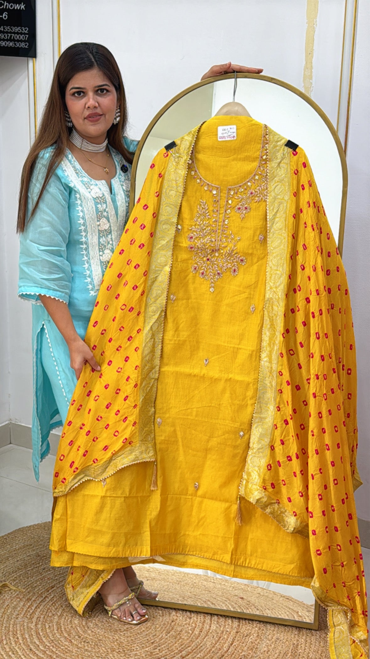 Party wear special pure chanderi silk material along with pure zari handwork over shirt with pure bandhej silk dupatta GF512