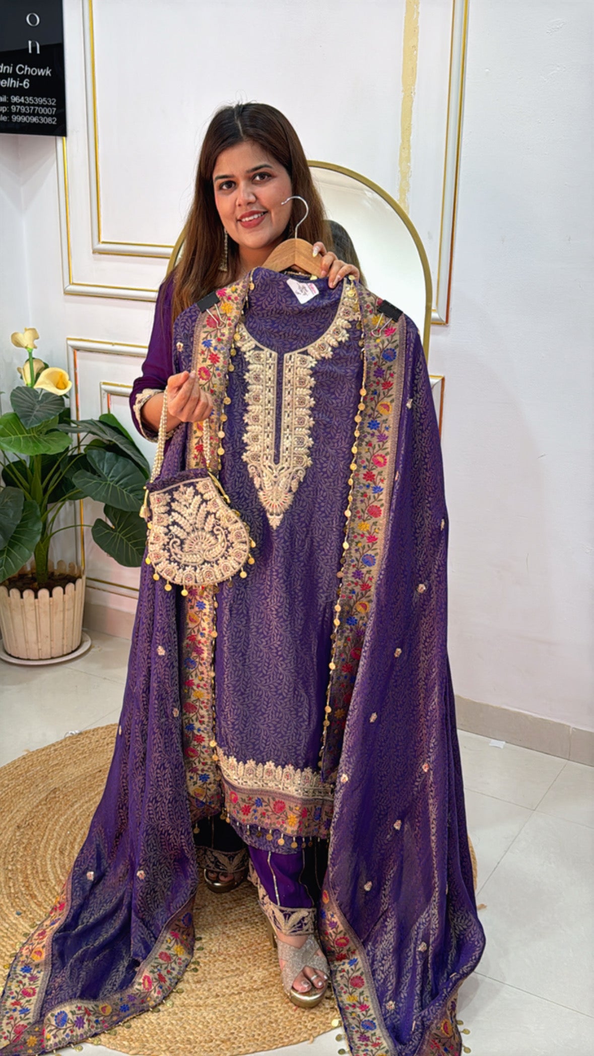 Festival Special Pure Weaved Heavy Silk Suit Material with Handwork Embroidered Dupatta &amp; Potli Concept GF 458