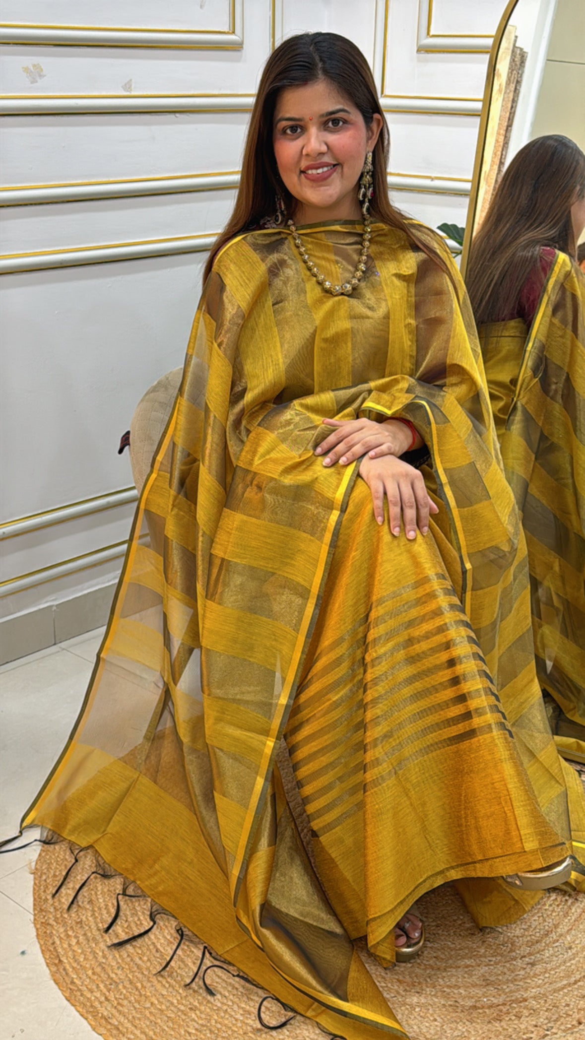 Best seller super soft chanderi silk suit material along with golden weaved border and handloom golden weaved dupatta GF 620