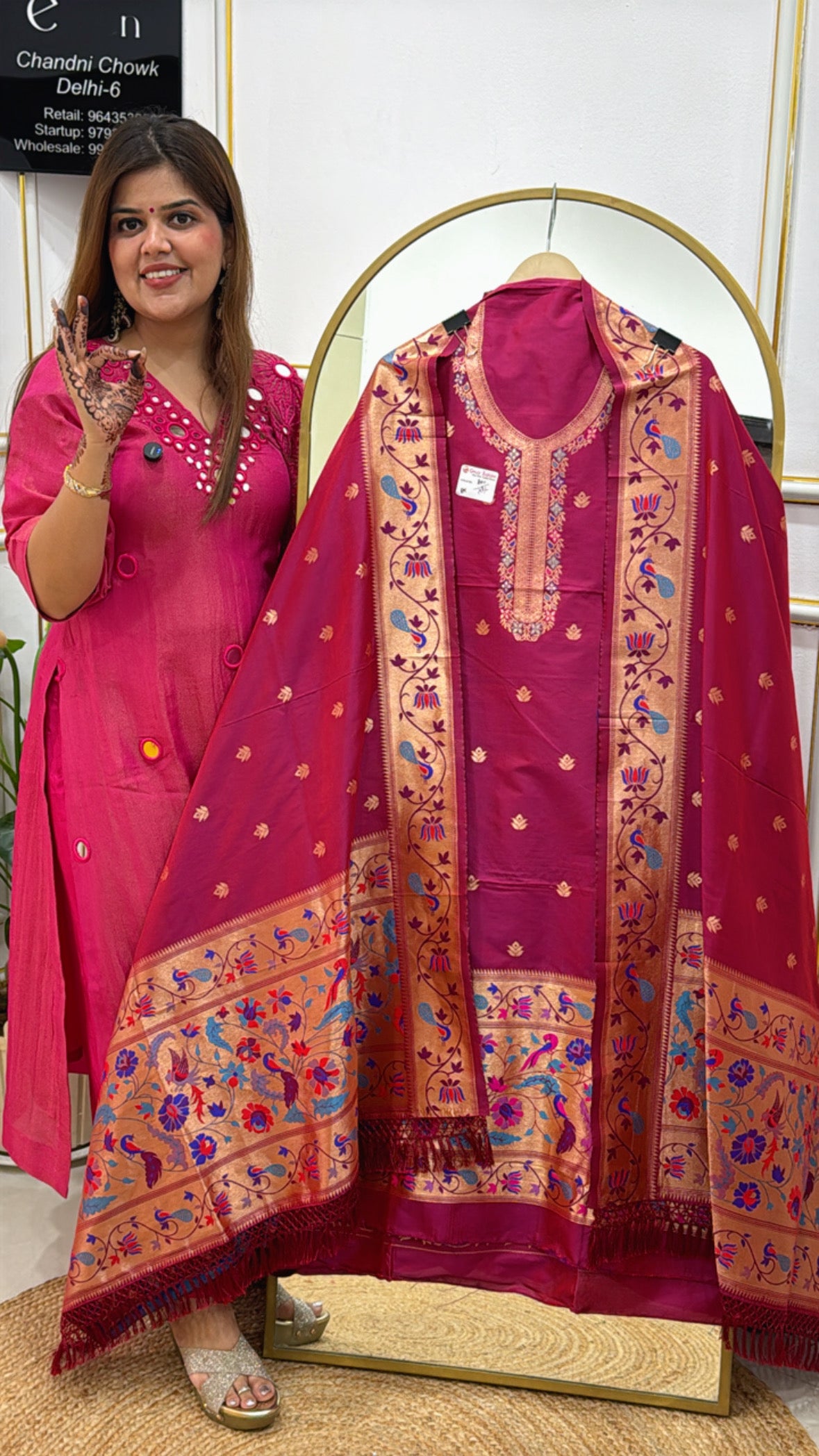 Festival Special Full Kalamkari Weaved Silk Suit Material with Matching Weaved Silk Dupatta GF 375