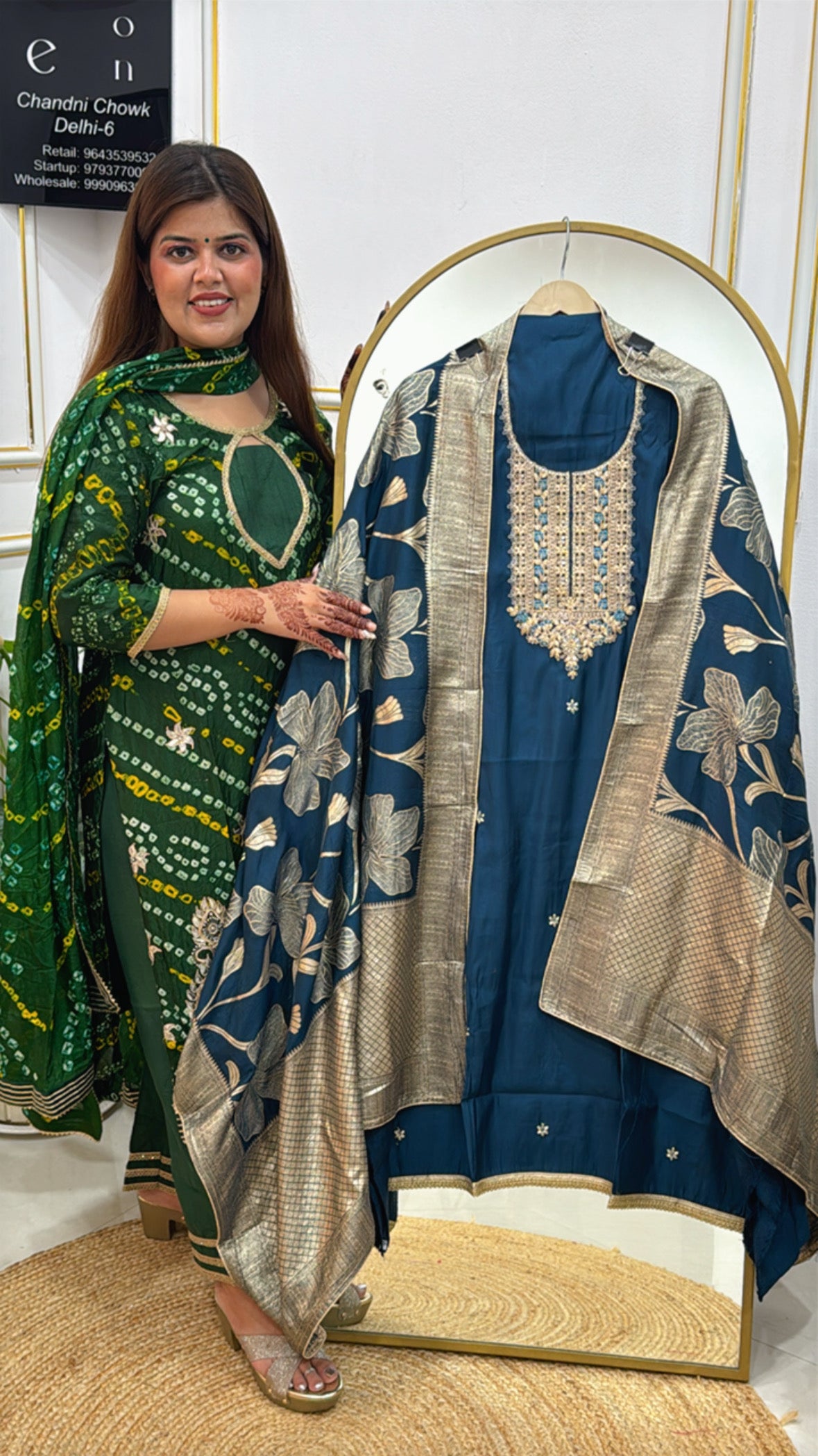 Rakhi Special Modal Cotton Silk Suit with Embroidered Neck &amp; Banarasi Weaved Dupatta GF 371