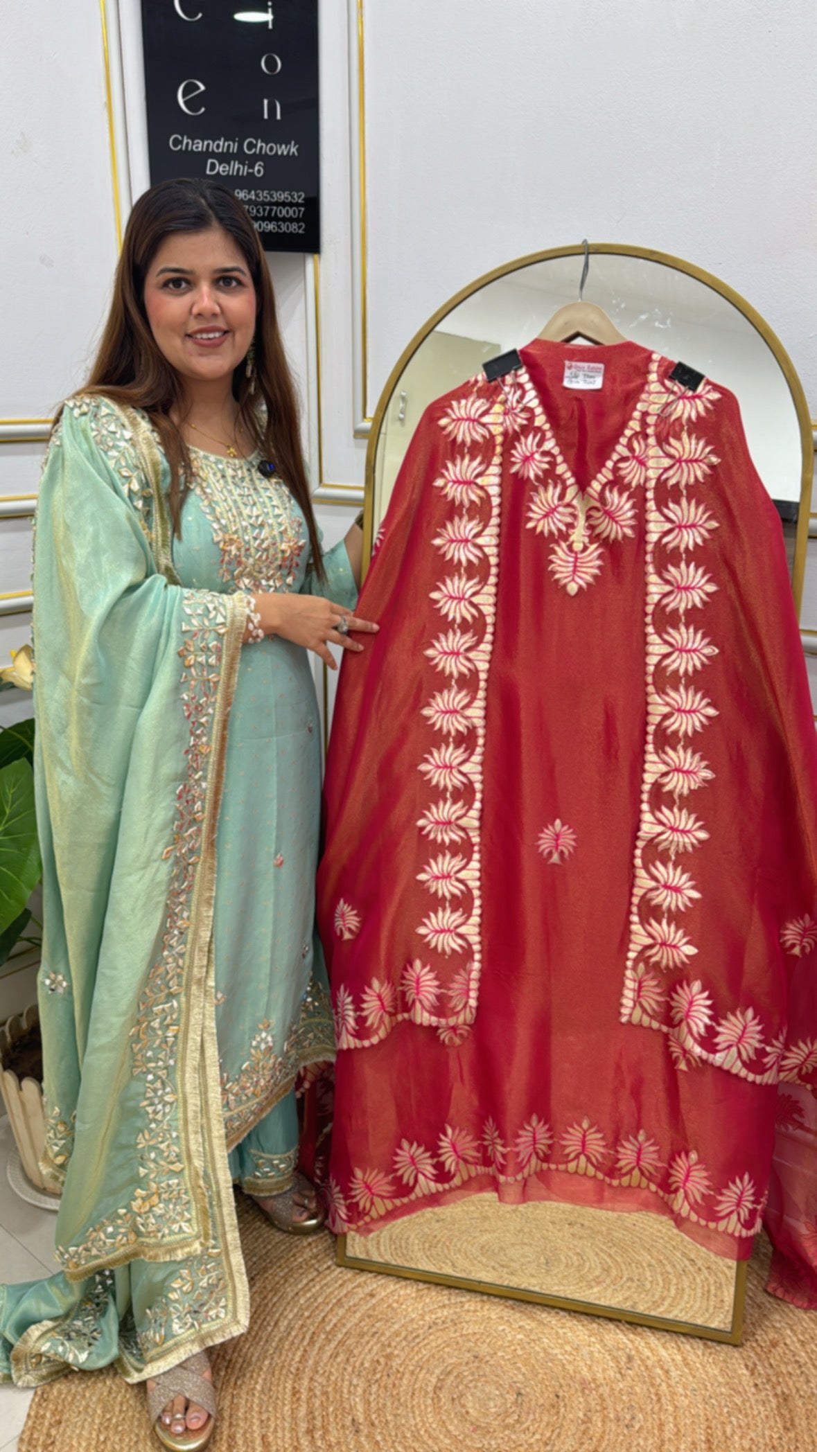 Vibrant and designer festival special pure silk shimmer suit material with latest laser scalped work all over shirt and dupatta GF579