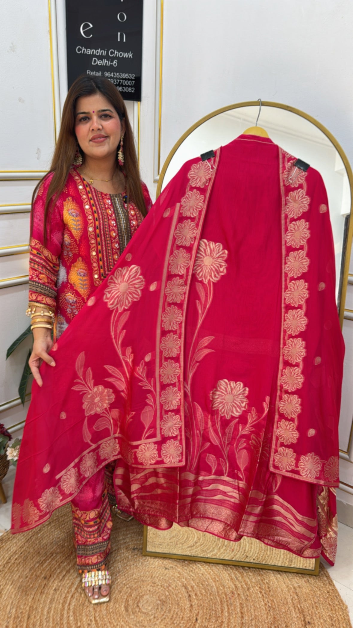 Bright and beautiful pure burberry silk ultra luxury weaved suit material with designer weaved dupatta GF640