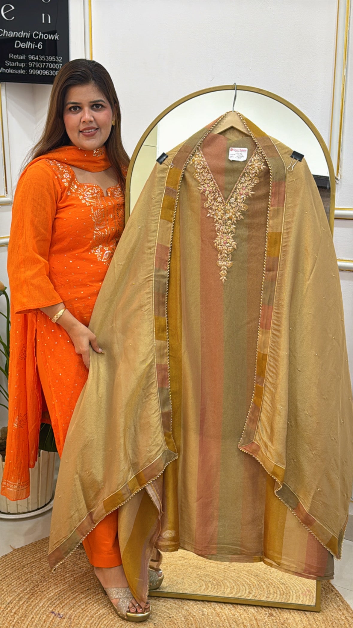 Pure Silk Gold Kanjivaram Creation with Ombre Style and Silk Shasha Dupatta GF 346