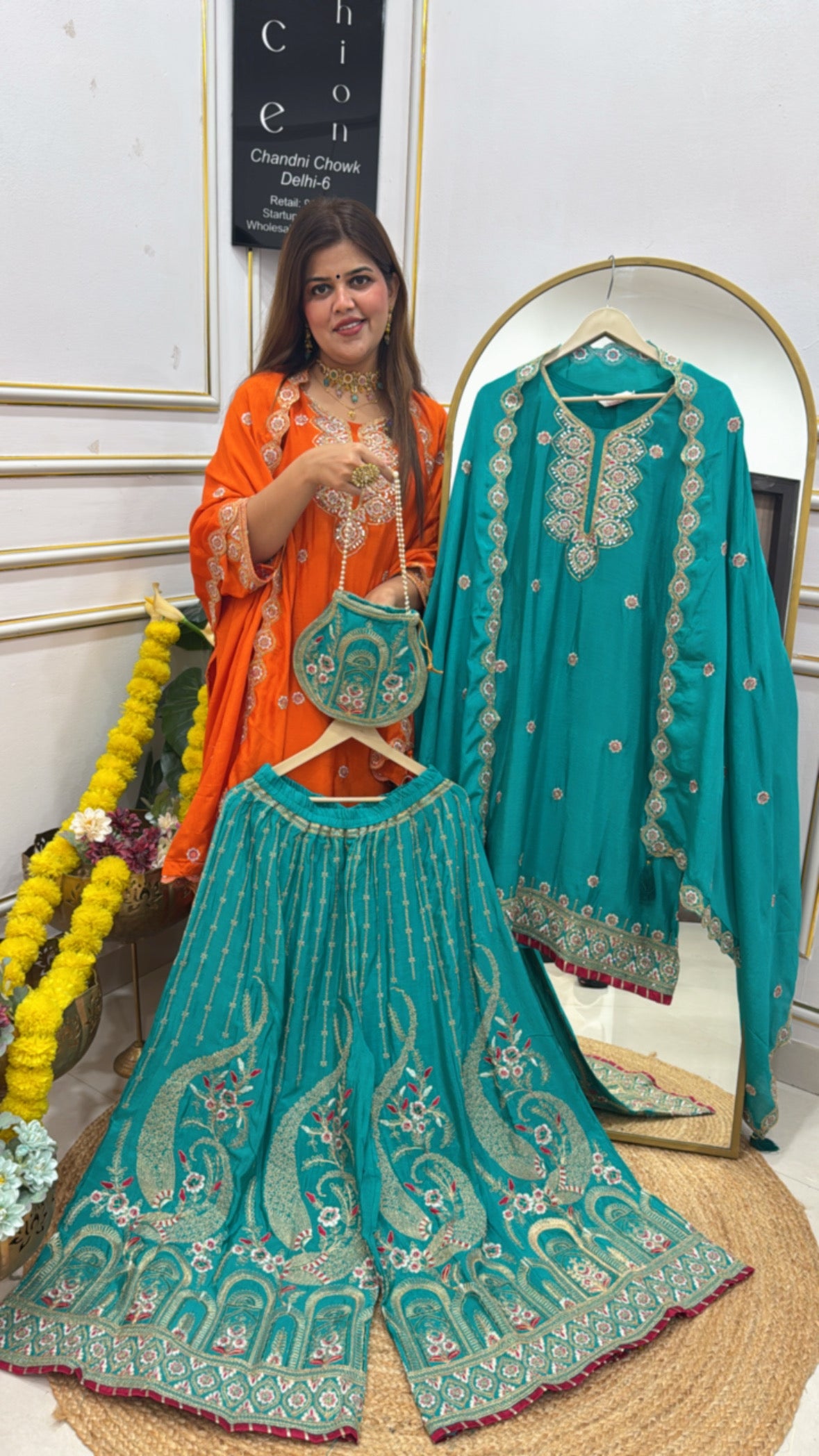 Ready to wear exclusive pure chinnon silk partywear fully embroidered dress  GF653