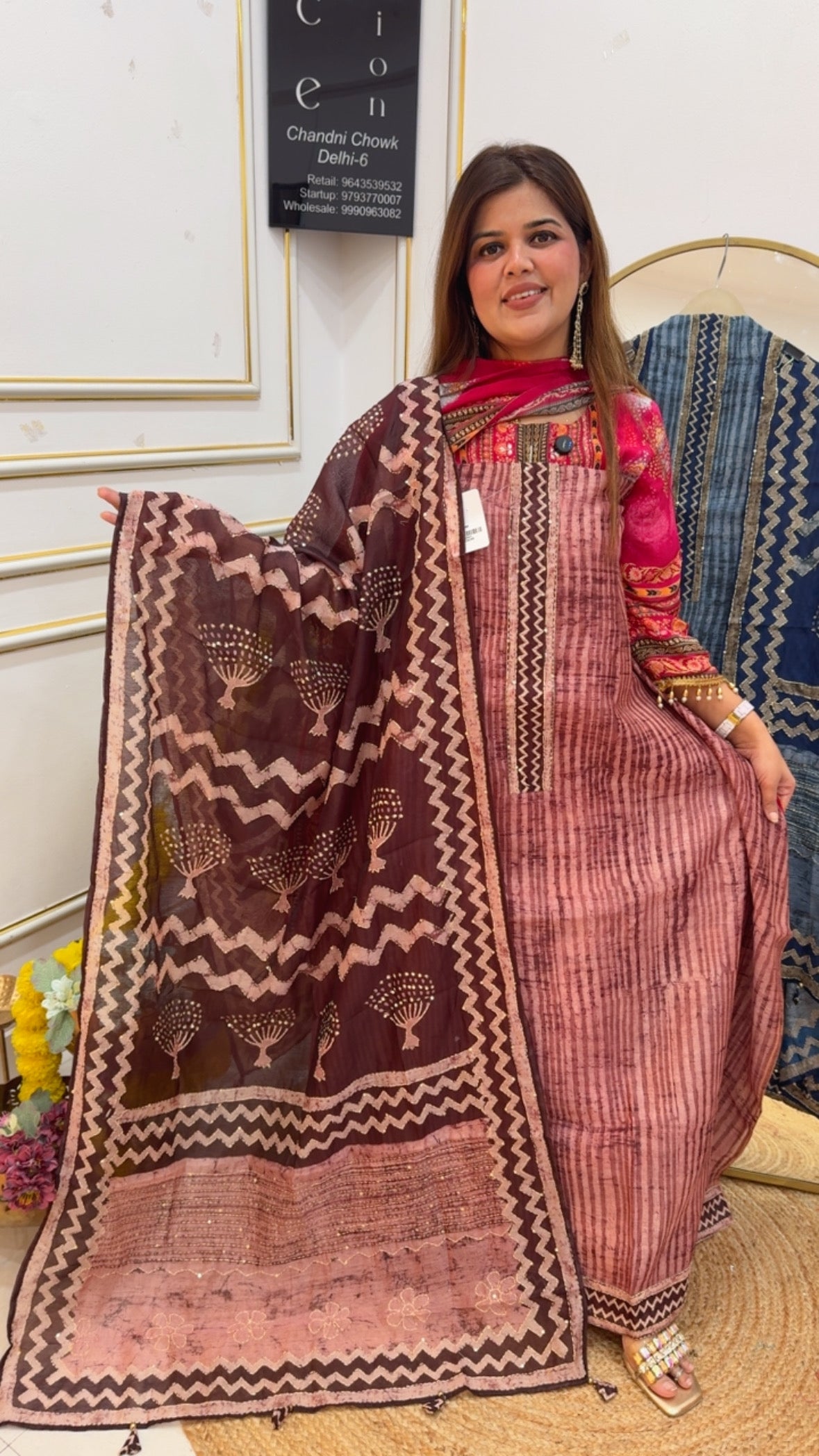 Kantha Elegance Royal and elegance pure soft Chanderi silk katha handwork detailing royal suit material GF727
