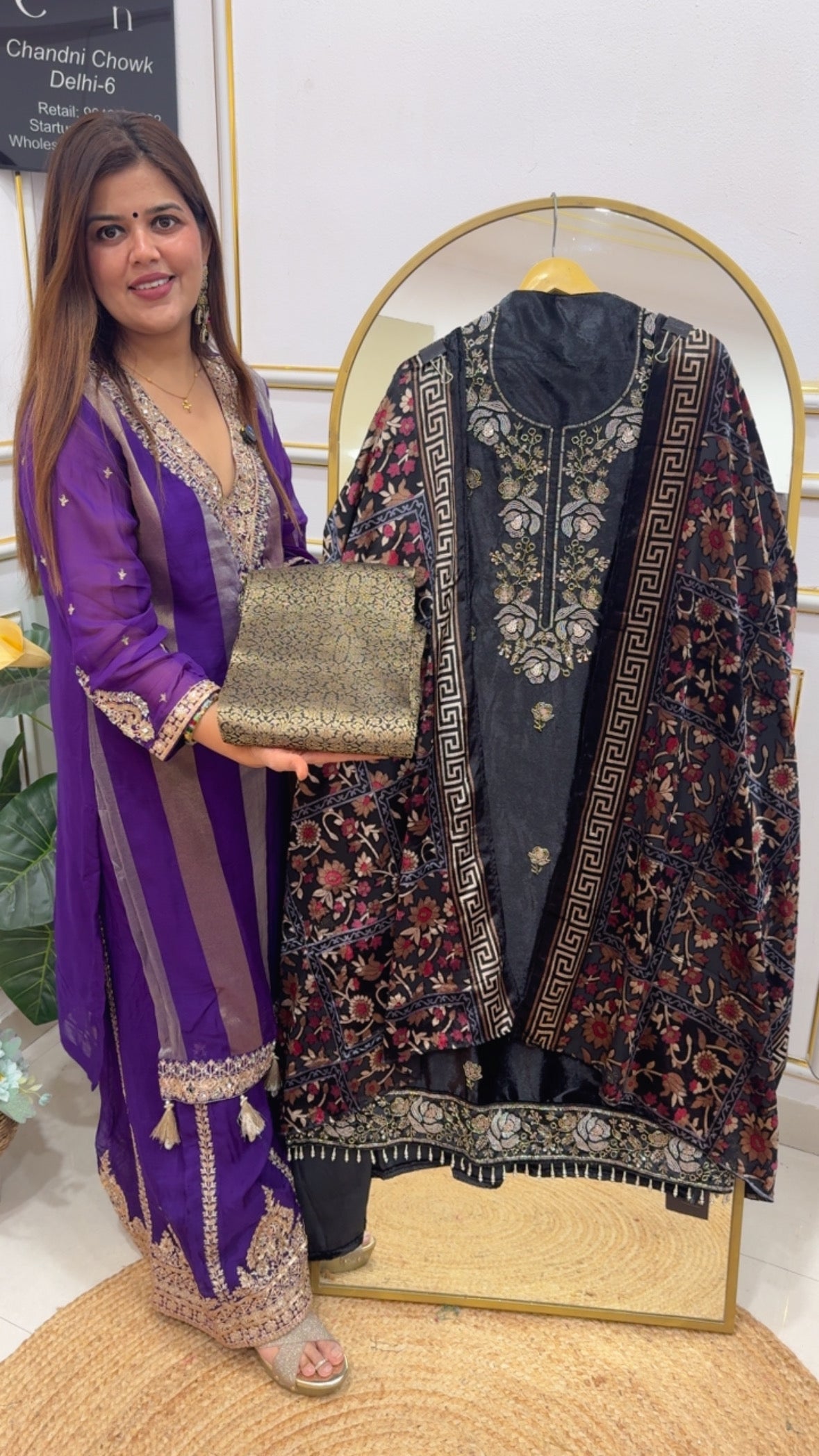 premium winter velvet with brasso dupatta brocade bottom along with handwork neck detailing pure velvet suit material GF 757