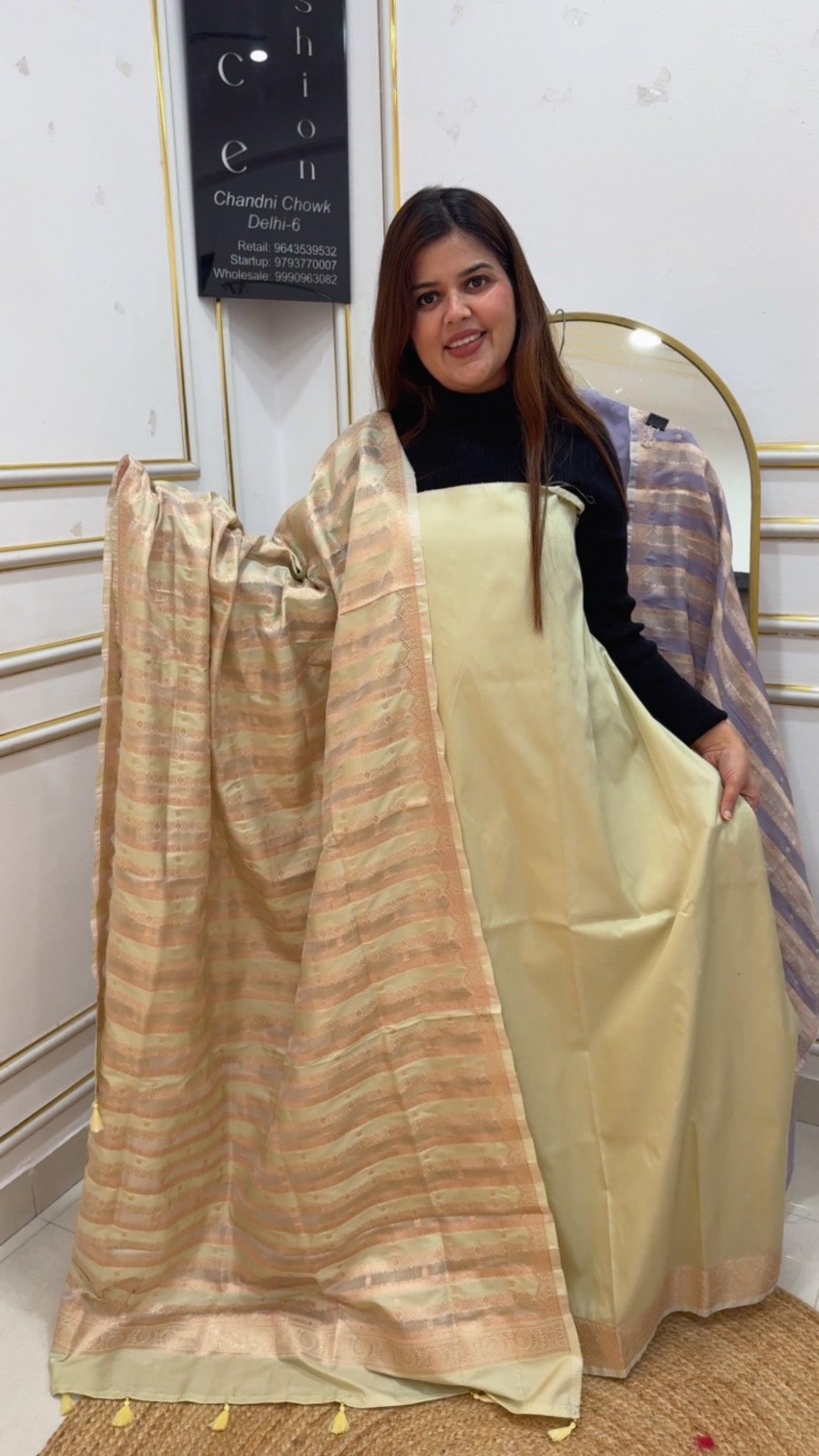 Raw Russian paper silk pure Banglori suit material along along with full weaved dupatta GF 892