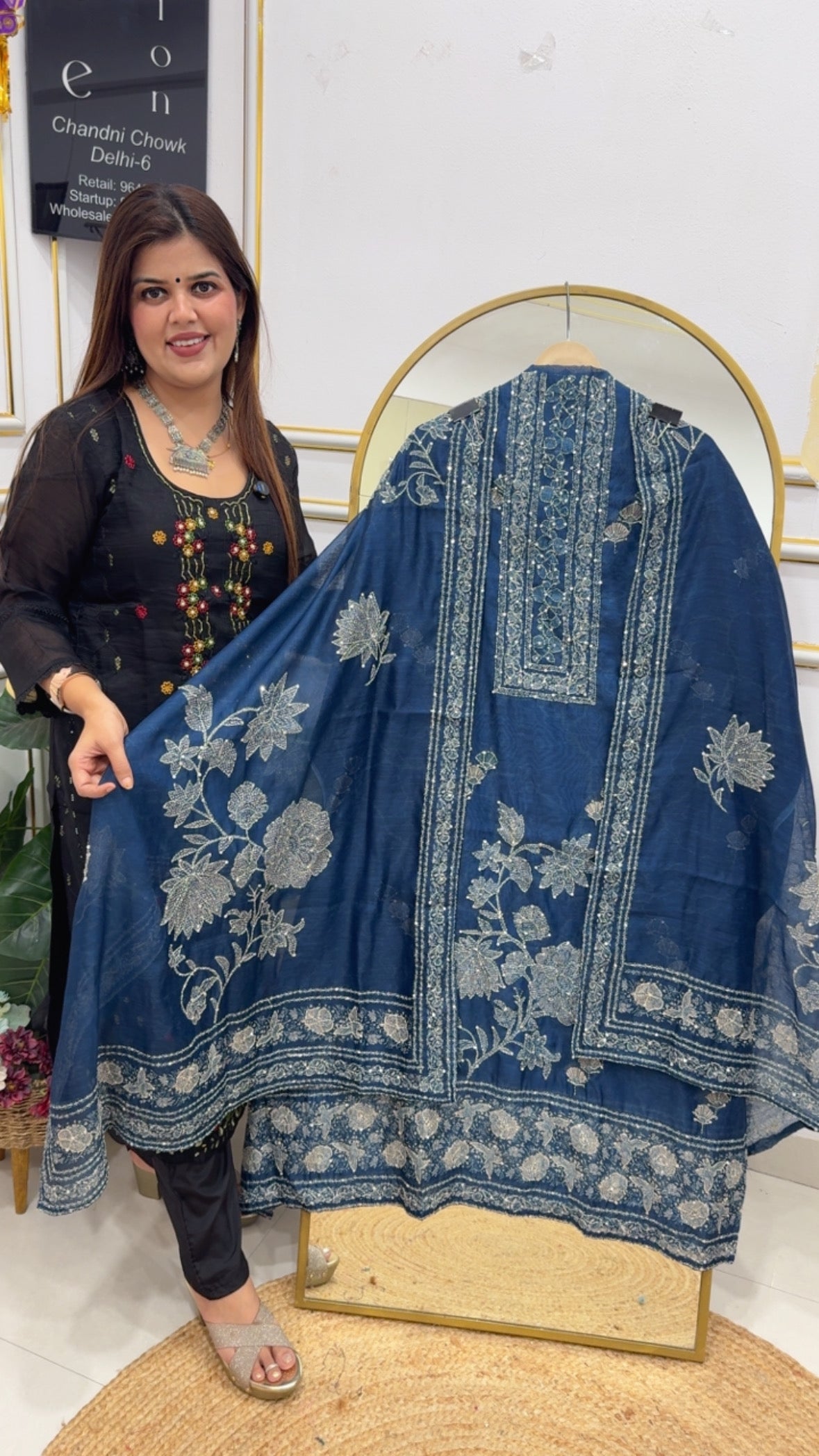Everyone favourite  katha work pure super soft Chanderi silk fully printed and katha embroidered suit material with Chanderi silk embroidered dupatta GF776