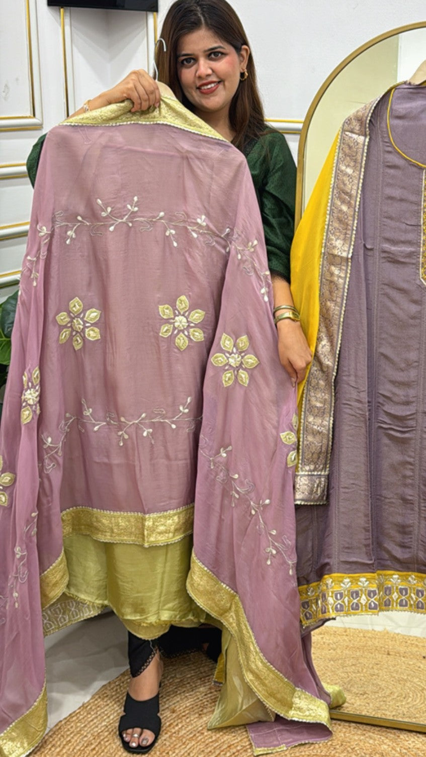 Pure Kanjivaram Organza Silk Unstitched Suit with Designer Weaved Dupatta GF 318