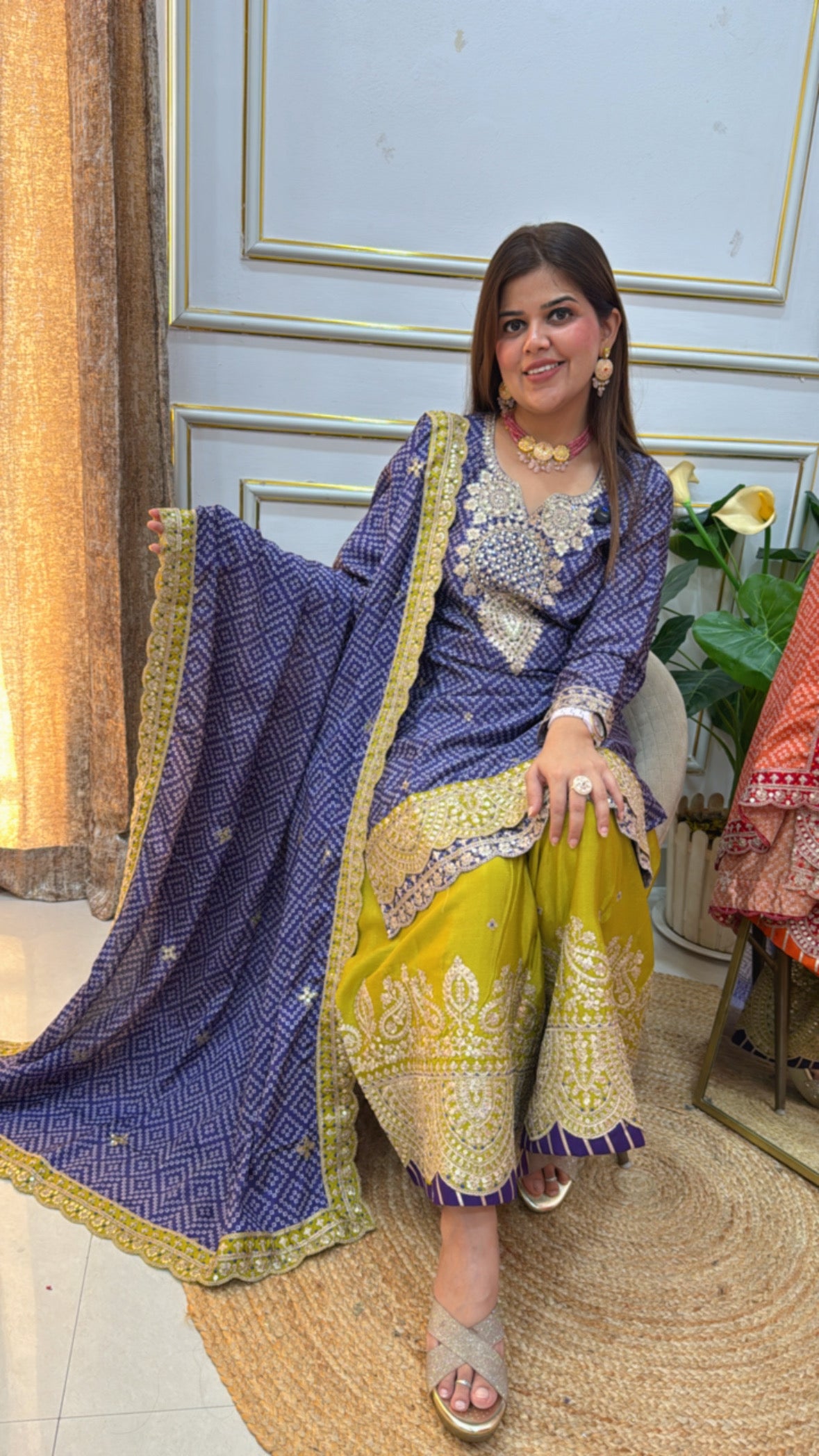 Classy and elegant ready to wear festival special pure chinnon silk designer garara style dress GF 648