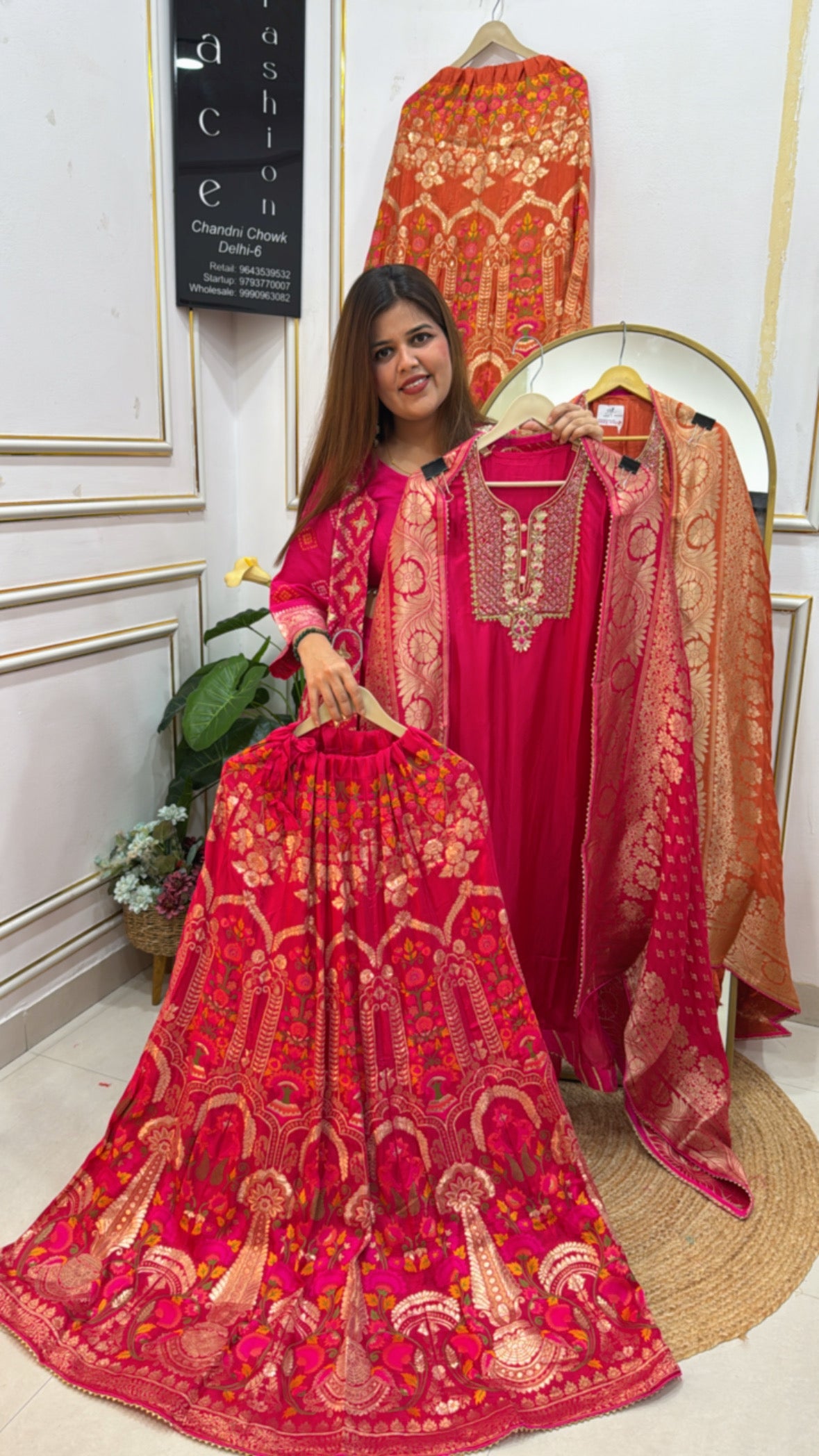 Festival and wedding special pure raw silk meenakari weaved skirt along with pure silk handwork detailing semi-stich shirt material along with weaved banarasi dupatta GF 530