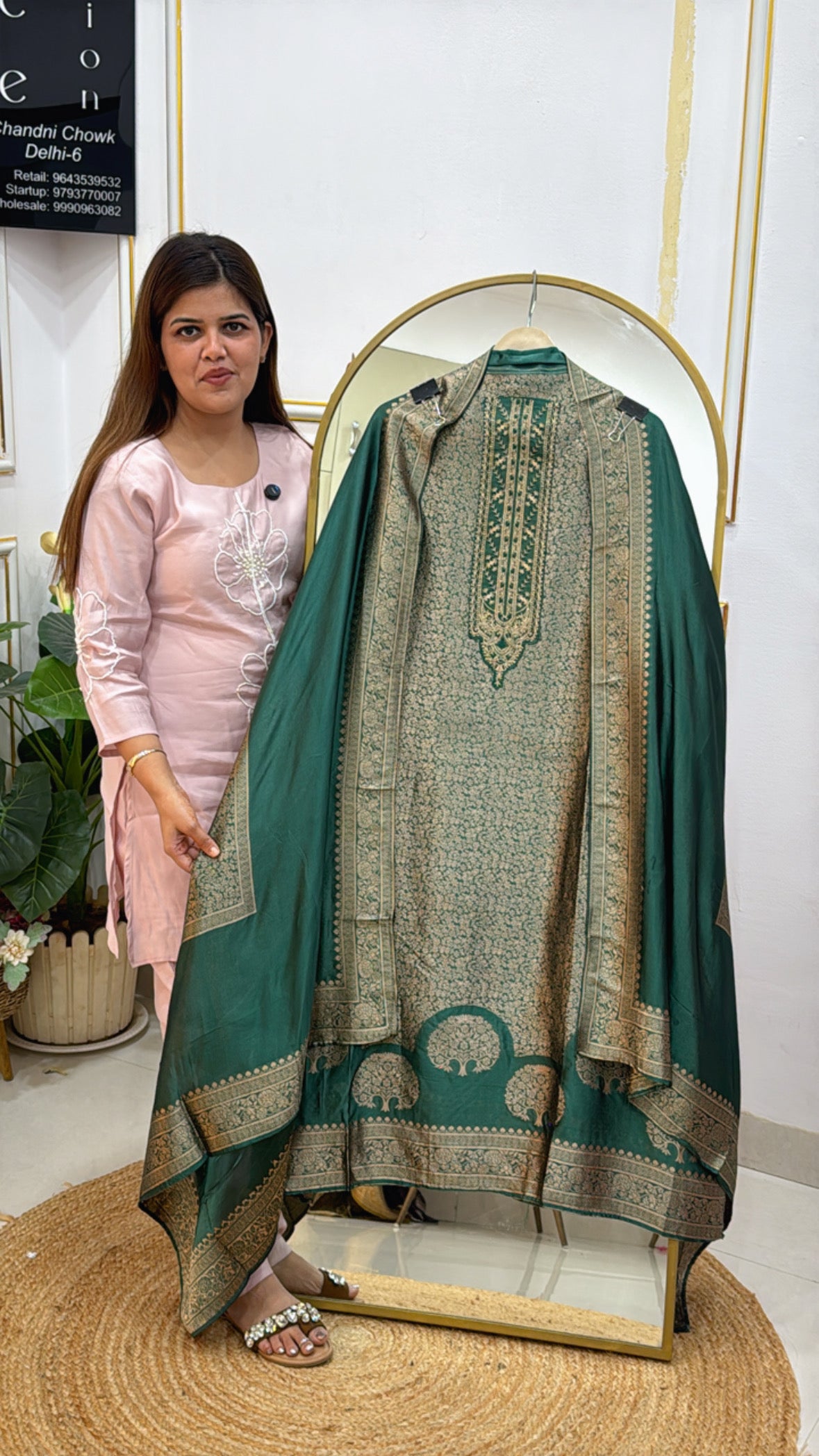 Elegant Pure Banglori Silk Weaved Suit with Matching Dupatta GF 465