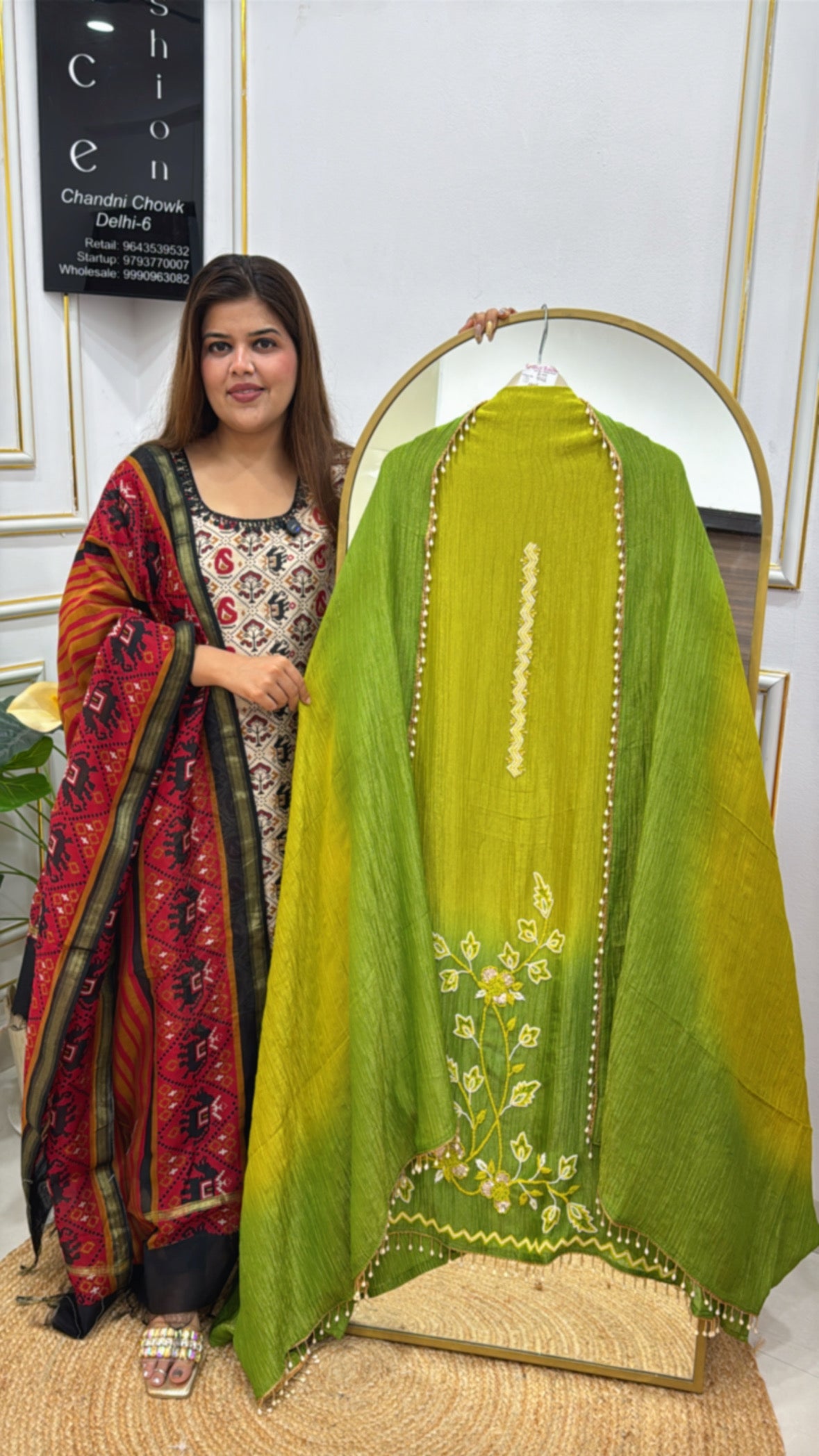 Crushed Shimmer Silk Unstitched Suit Material for Women GF 286