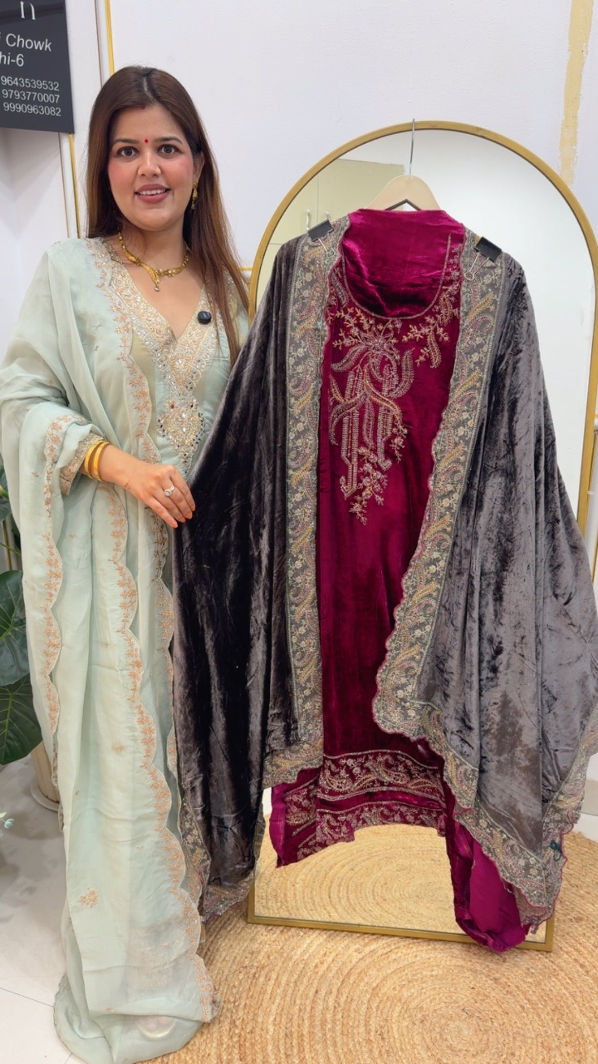 Winter special pure premium velvet full work along with pure velvet dupatta and pure velvet bottom GF 755