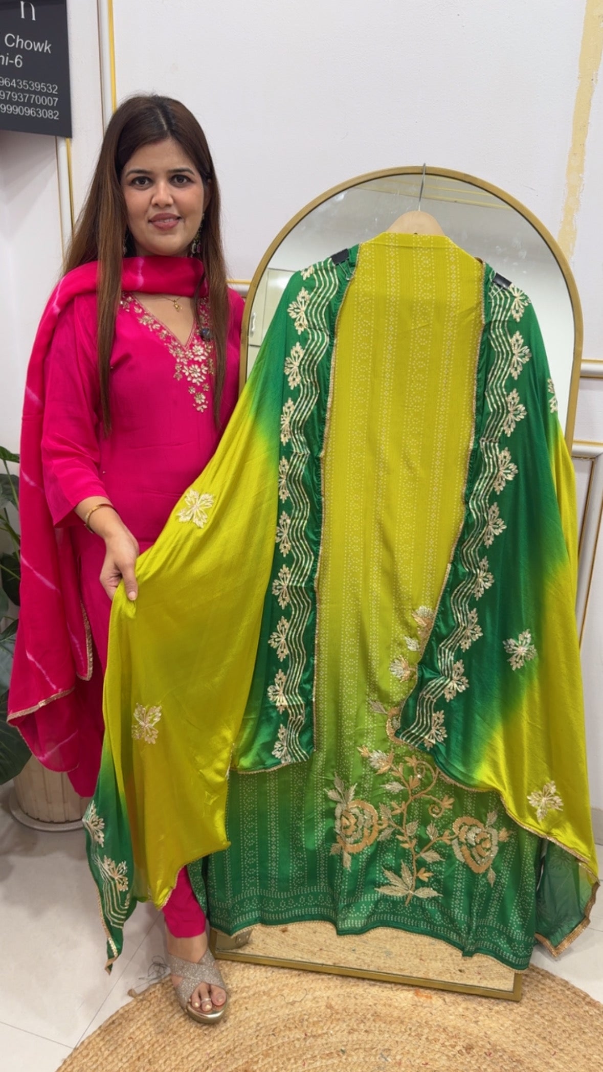 Partywear Special,premium Chinnon full on Gota work all over dupattta and peeta nd Gota heavy work at shirt with full length  Chinnon dupatta GF788