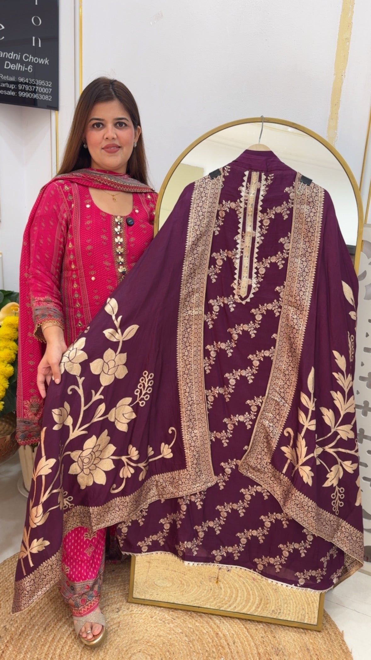 Wedding and partywear special premium pure dola silk weaved suit material GF722