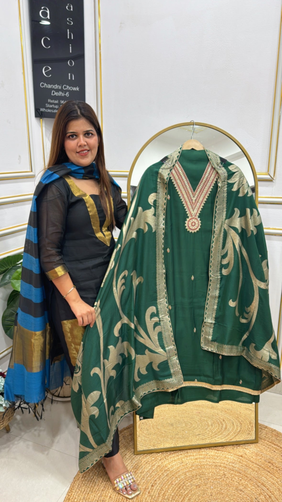 Pure Cotton Silk Suit Material with Doria Work &amp; Weaved Dupatta GF 361