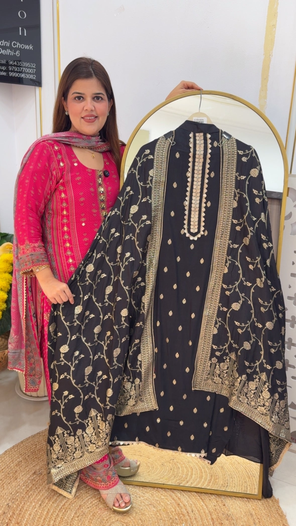 Premium pure dola silk wedding and partywear special weaved suit material with weaved silk dupatta GF714