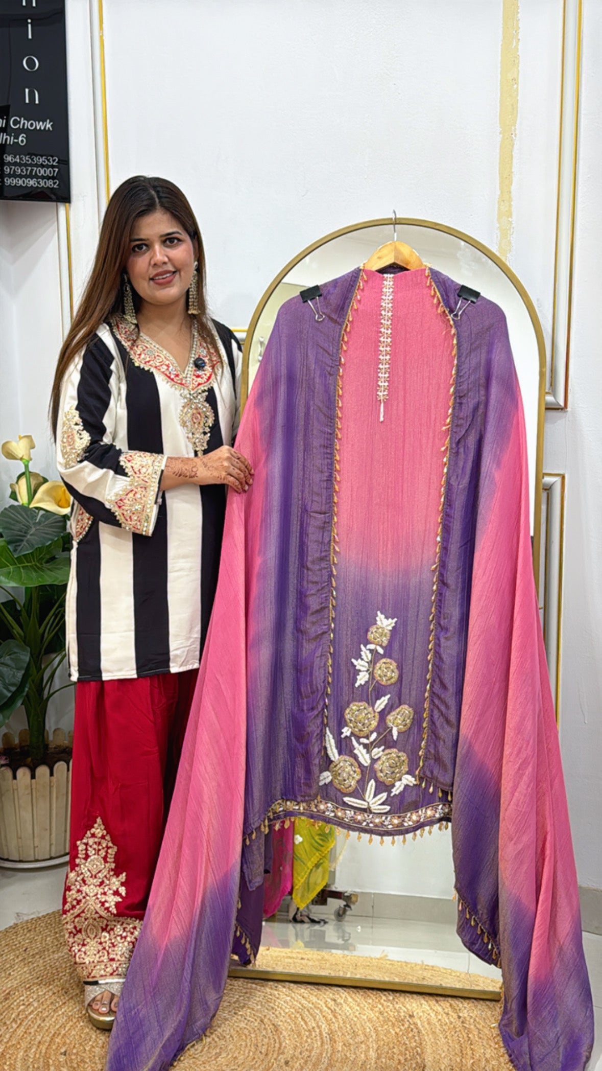 Pure Shimmer Silk Ombre Style Dress Material GF 421