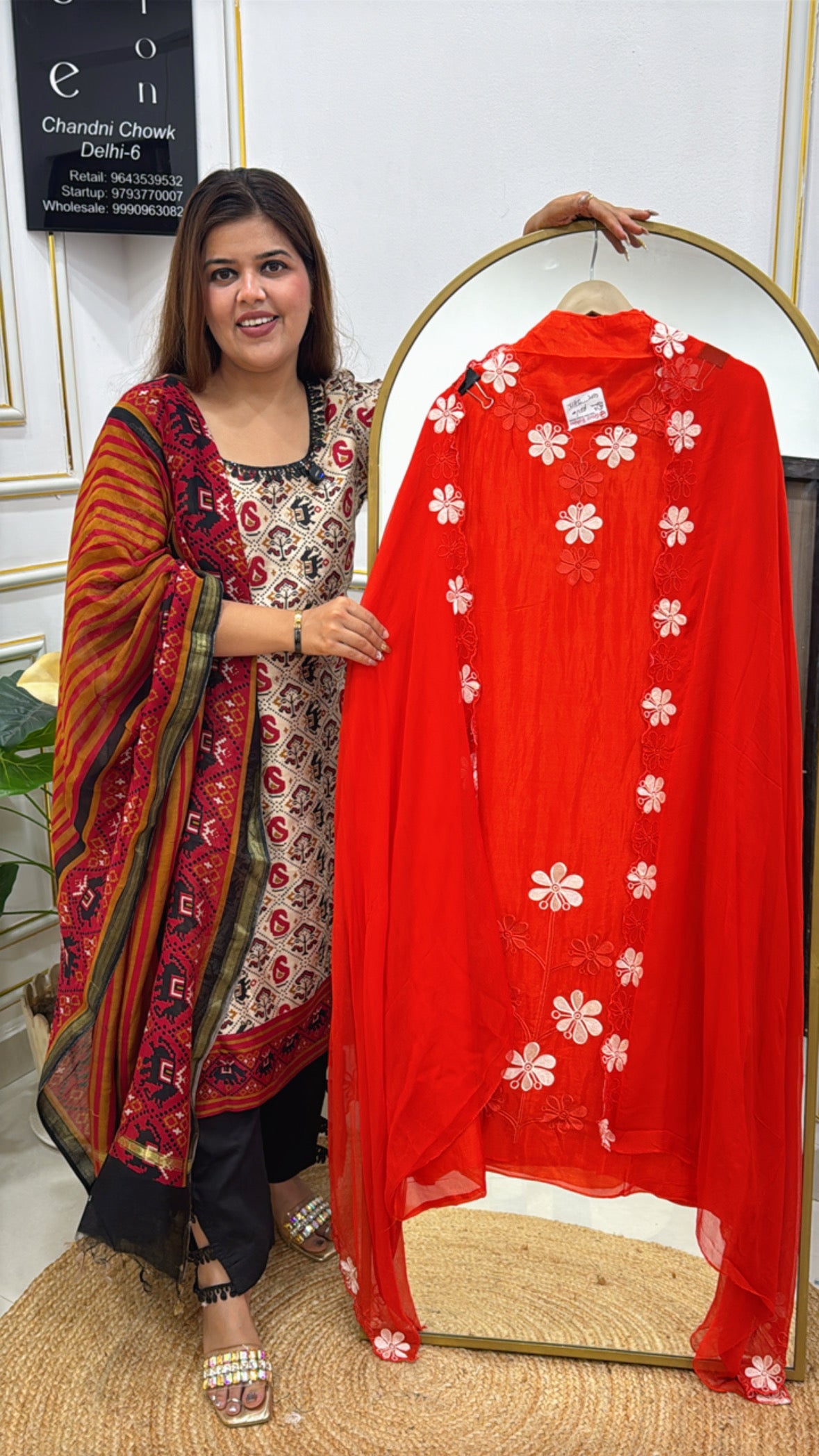 Pure Crepe Silk Unstitched Suit with Embroidered Bottom and Chiffon Dupatta GF 285