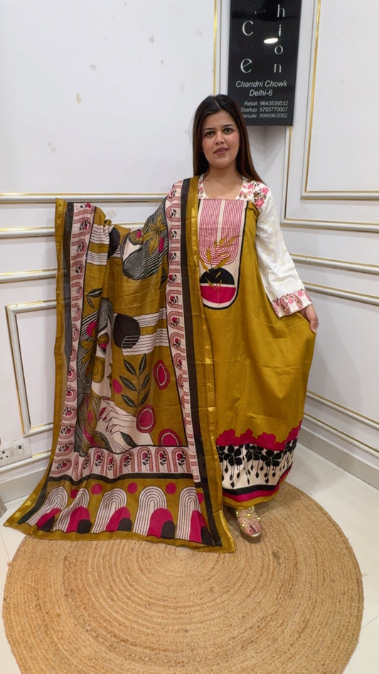 Pure cotton specia summer edition with pure Mul Mul cotton figure prints special dupatta pure and royal suit material GF1132 Golden Yellow