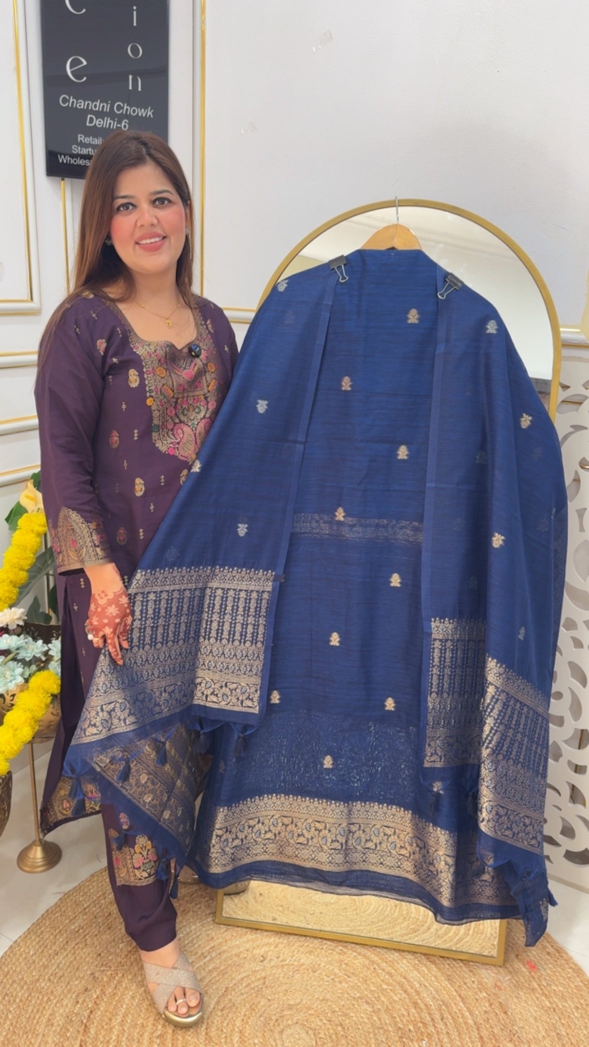 Best seller all time favorite moonga silk golden weaved jamdhani suit material with jamdhani weaved dupatta GF 740