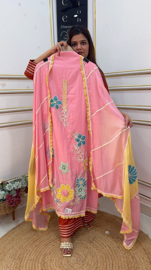 Pure Mul Mul cotton latest vibrant colours beautiful cotton suit material along with Mul cotton premium embroidery dupatta GF1105 blushing pink