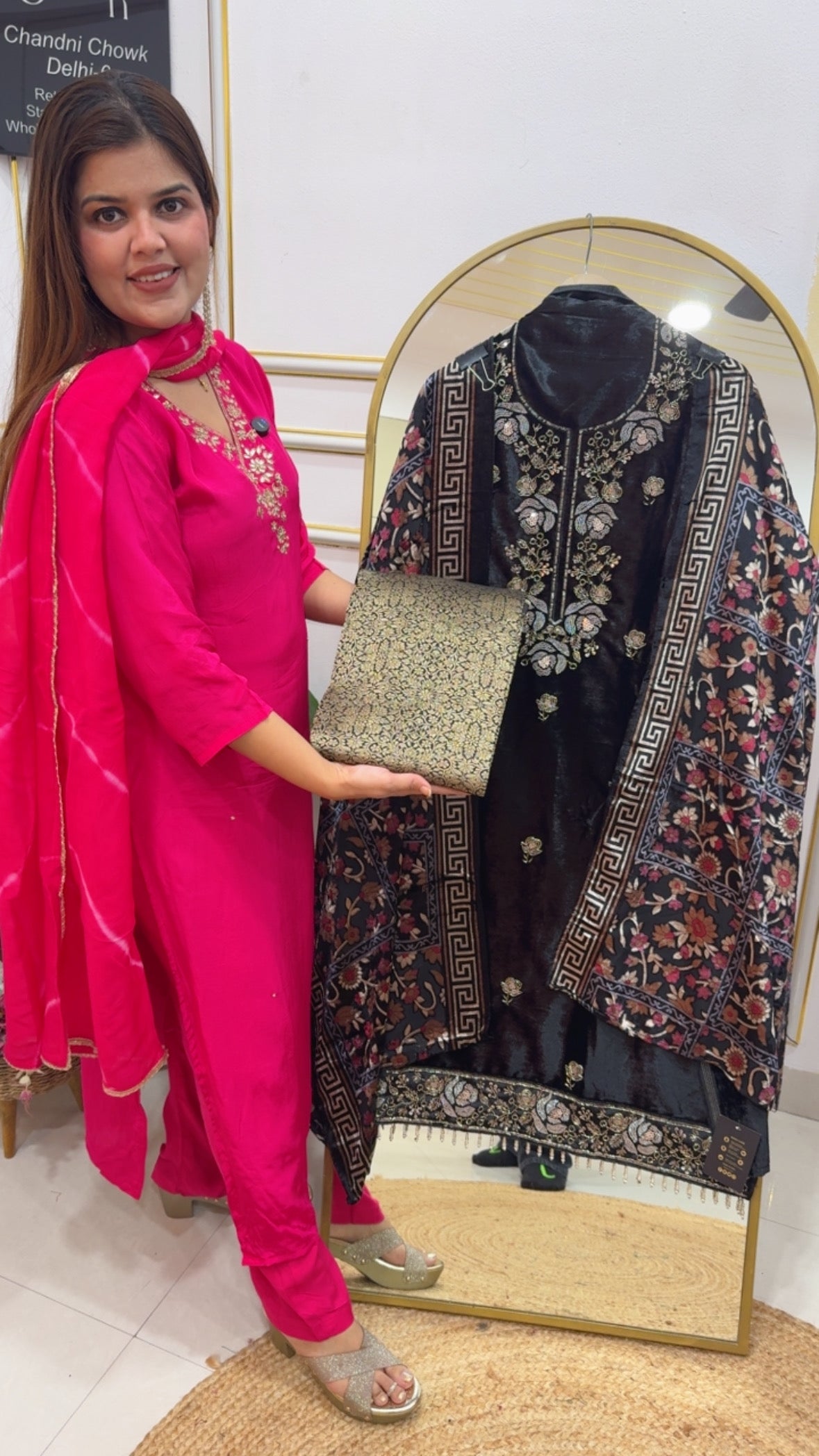 Latest Winter Royal Partywear Royal velvet handwork suit material along with Brasso dupatta and pure brocade bottom GF800