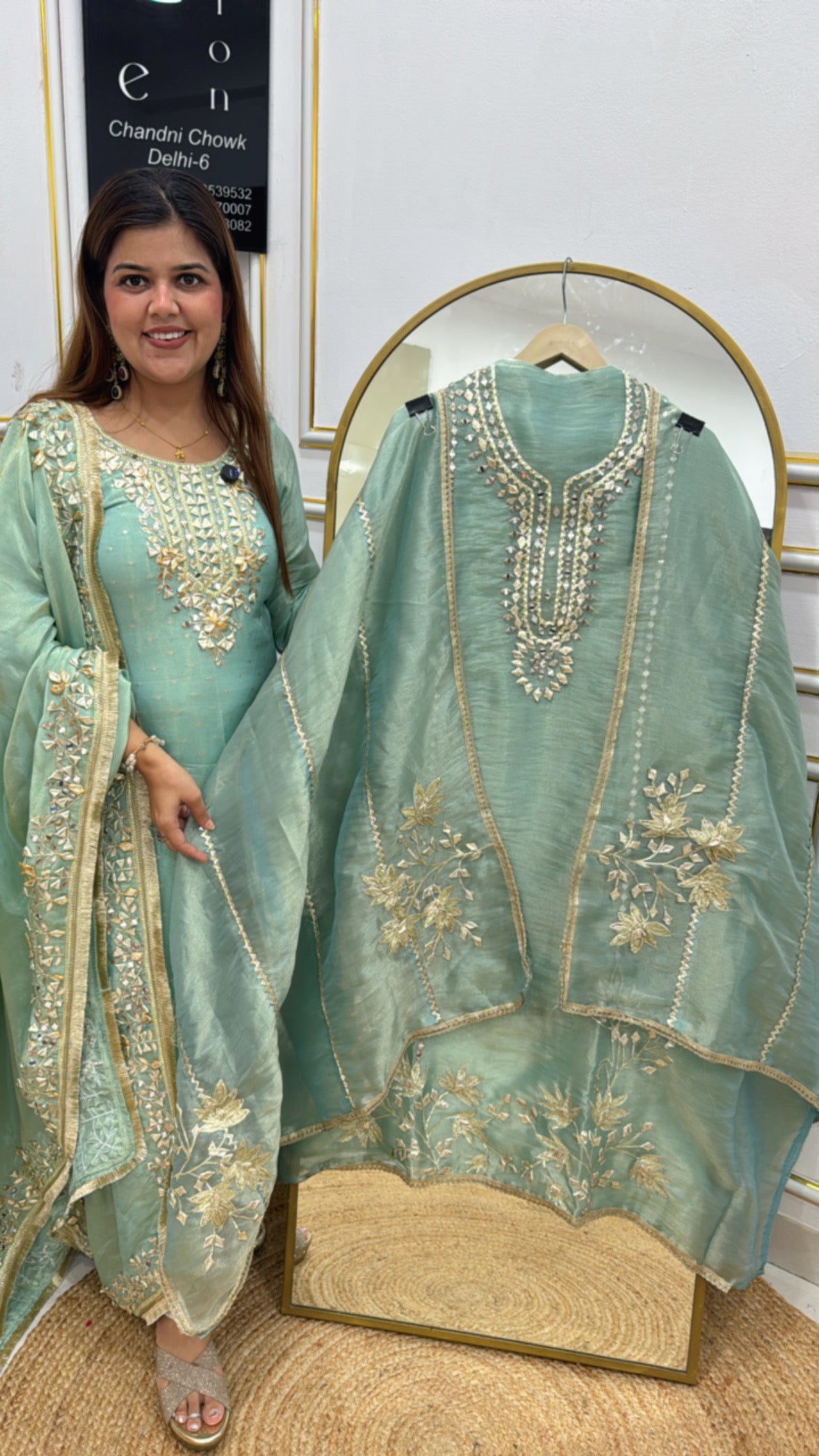 Premium gota work special pure tissue shimmer silk material along with designer gota work dupatta GF577