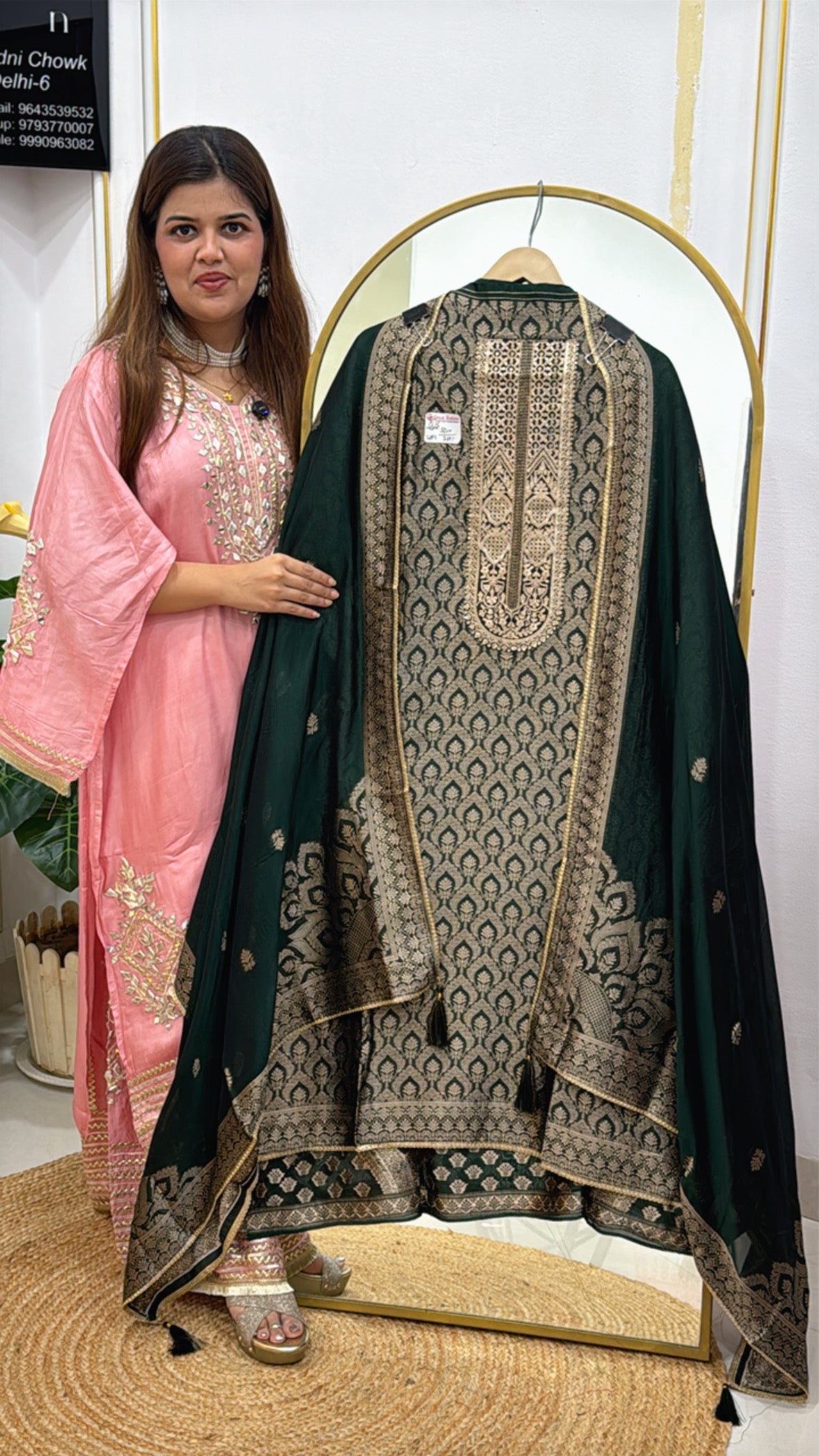 Elegant Pure Banglori Silk Full-Weaved Suit Material with Matching Dupatta GF 519