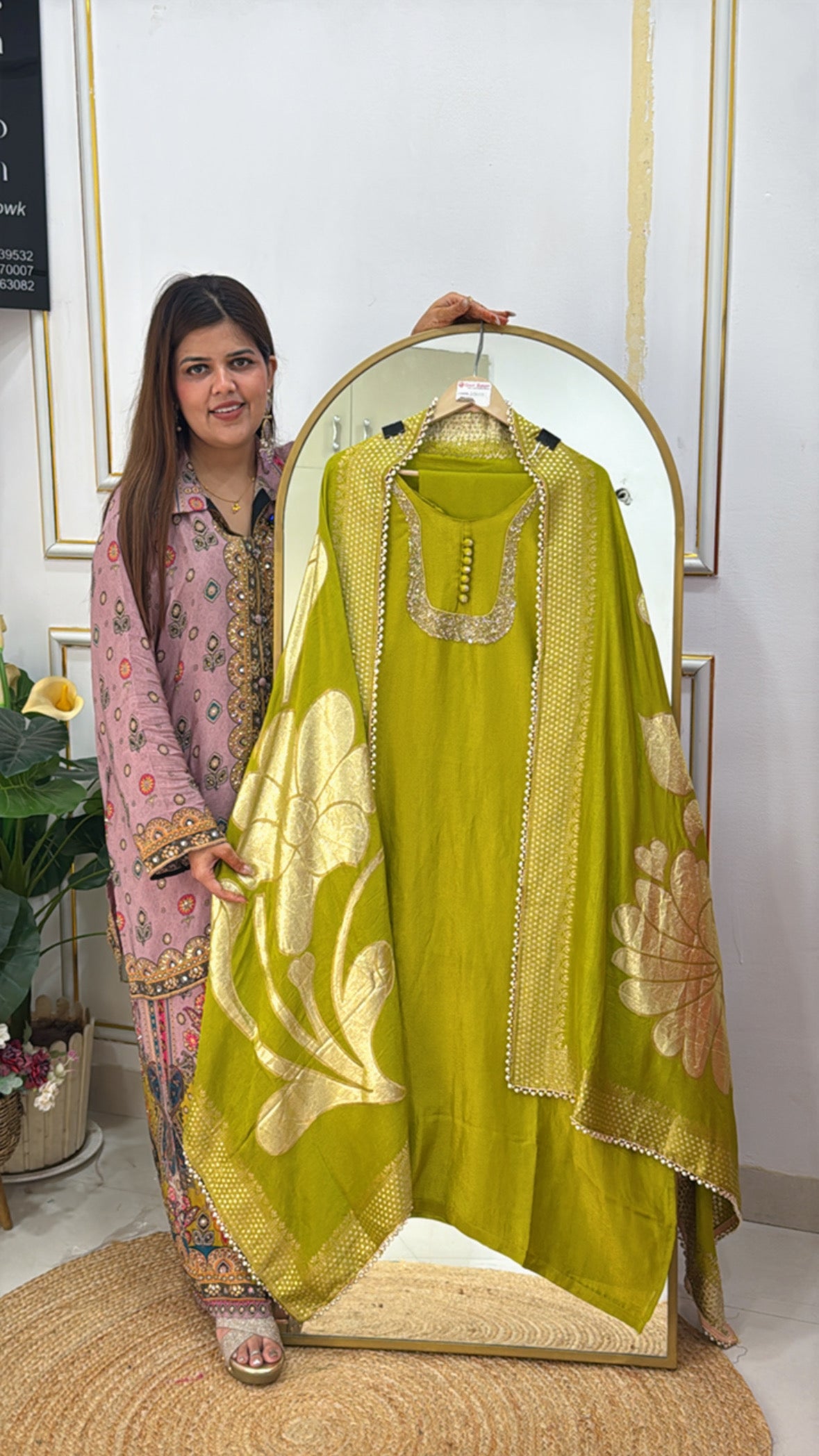 Festival Special Pure Silk Handwork Shirt Material with Heavy Pure Weaved Banarasi Dupatta GF 438