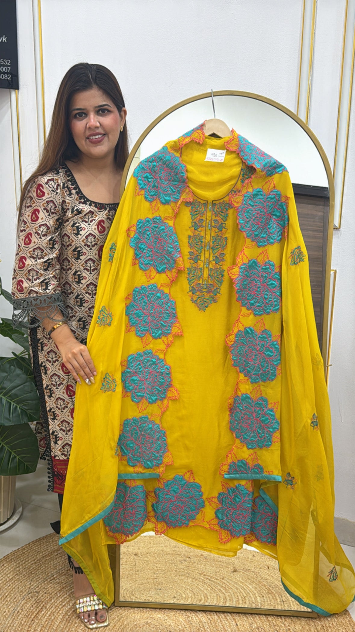 premium organza with fully applique work GF 292