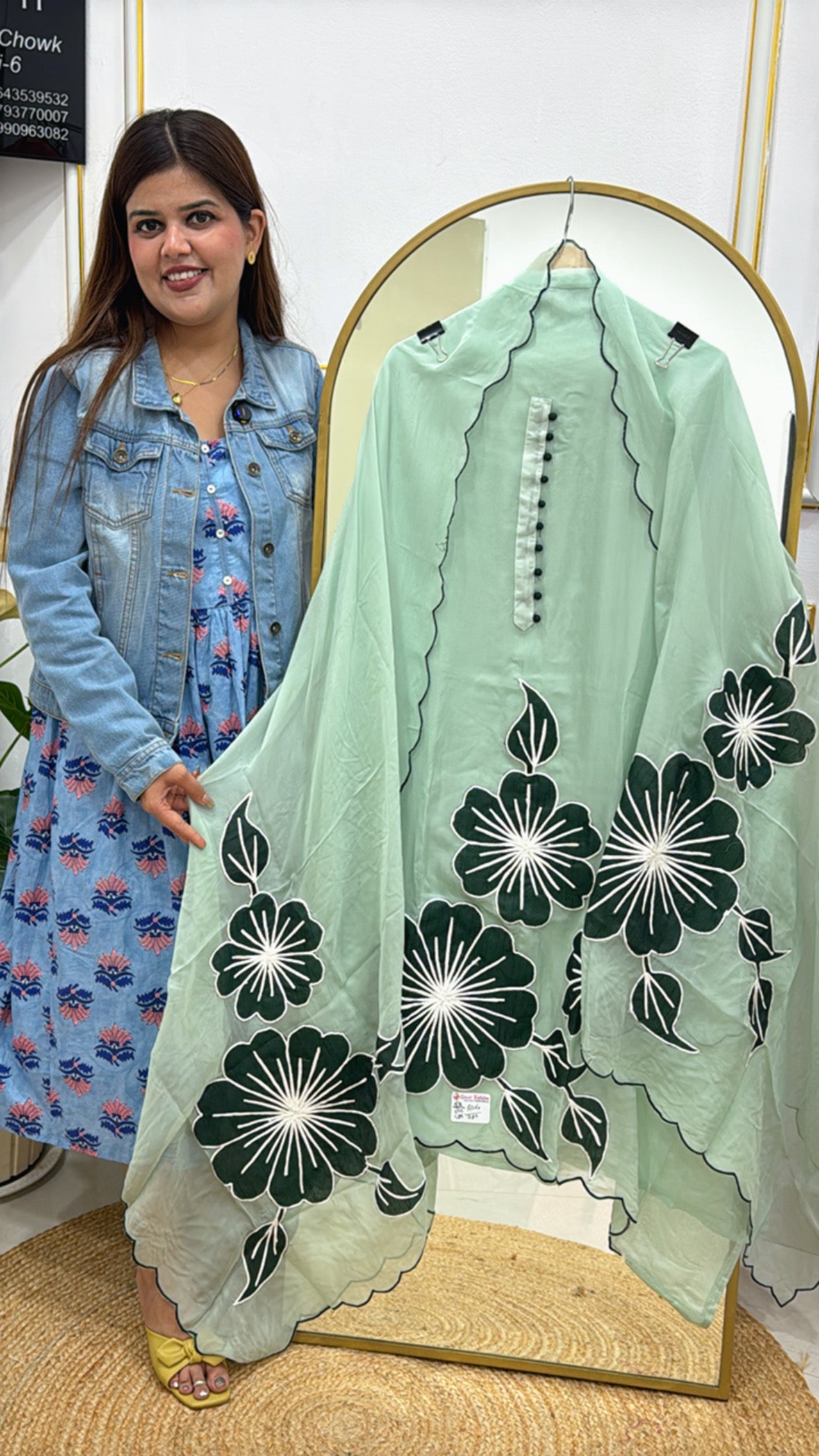 Designer Lightweight Organza Unstitched Suit with All-Over Applique Detailing GF 303